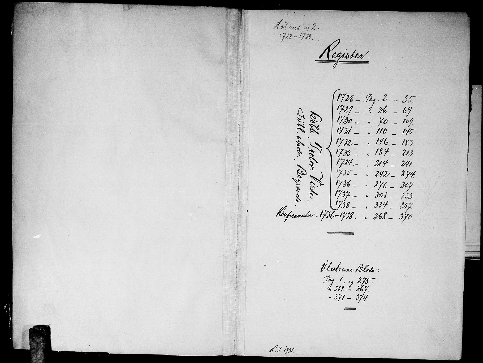 Høland prestekontor Kirkebøker, SAO/A-10346a/F/Fa/L0002: Parish register (official) no. I 2, 1728-1738