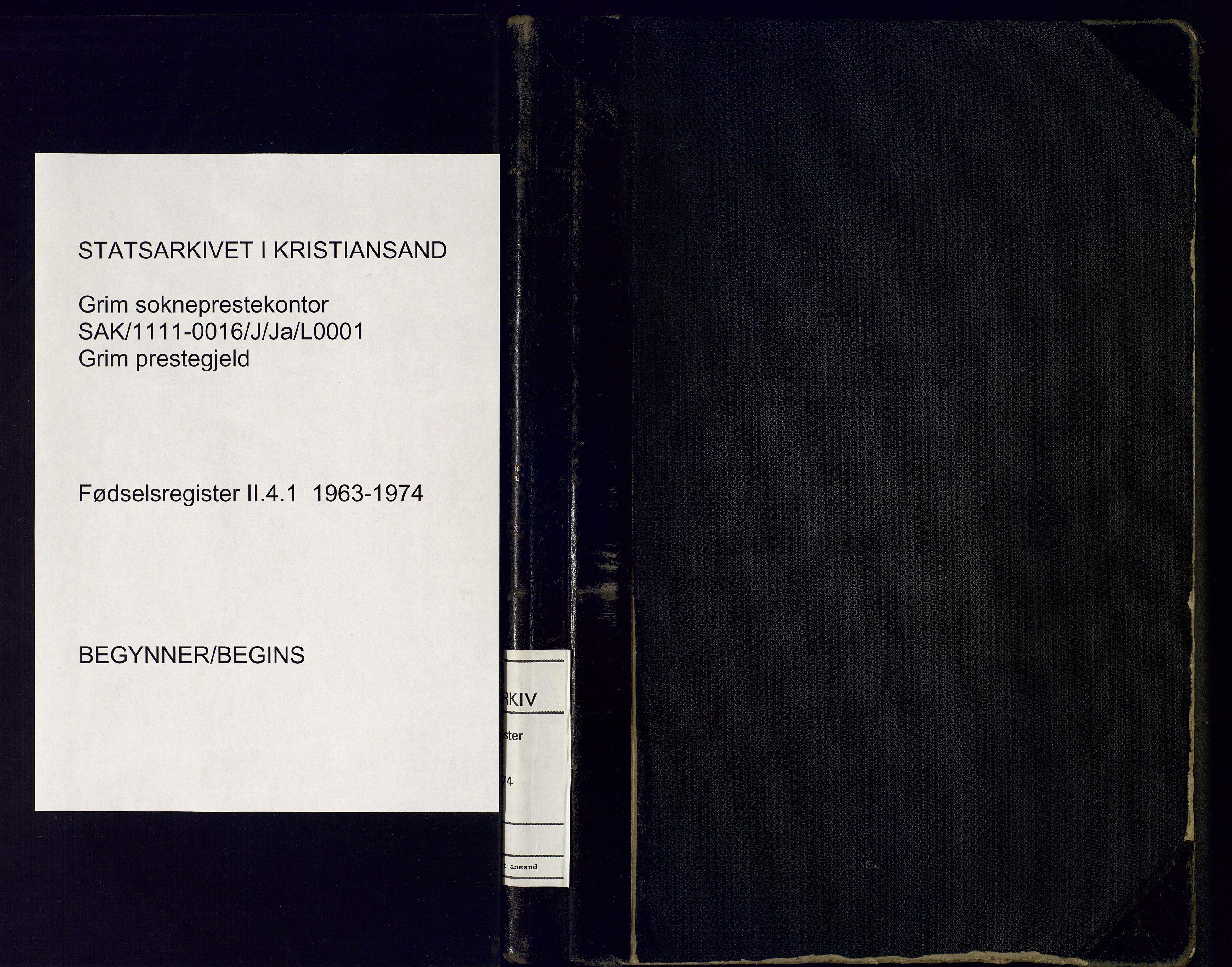 Grim sokneprestkontor, SAK/1111-0016/J/Ja/L0001: Birth register no. II.4.1, 1963-1974
