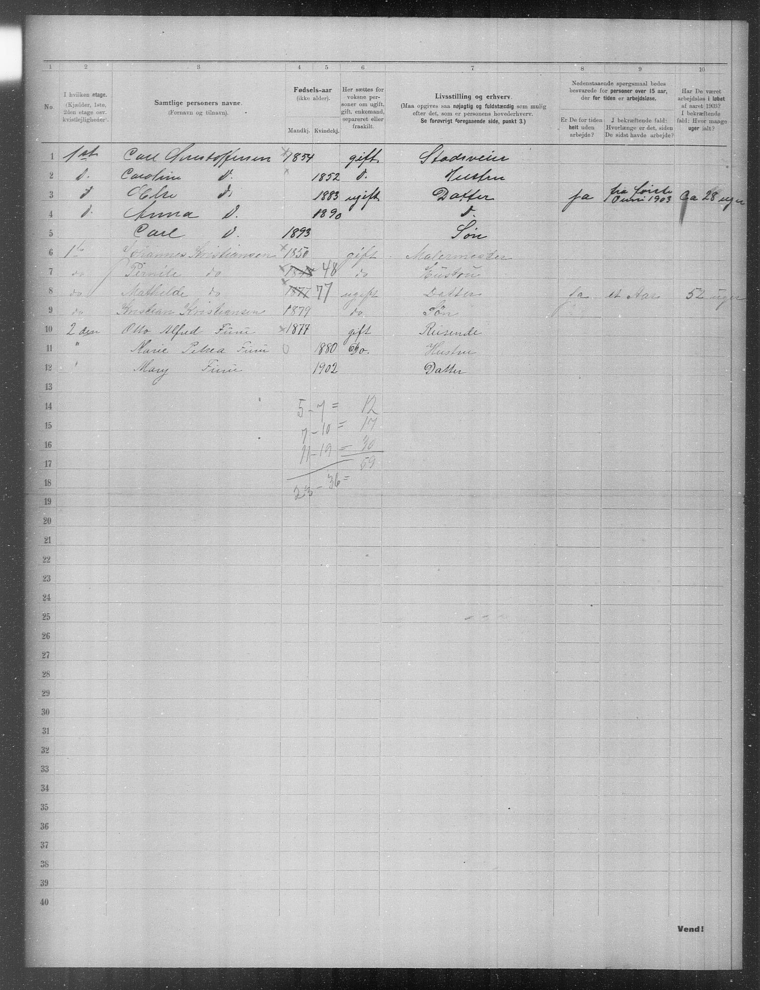 OBA, Municipal Census 1903 for Kristiania, 1903, p. 19166