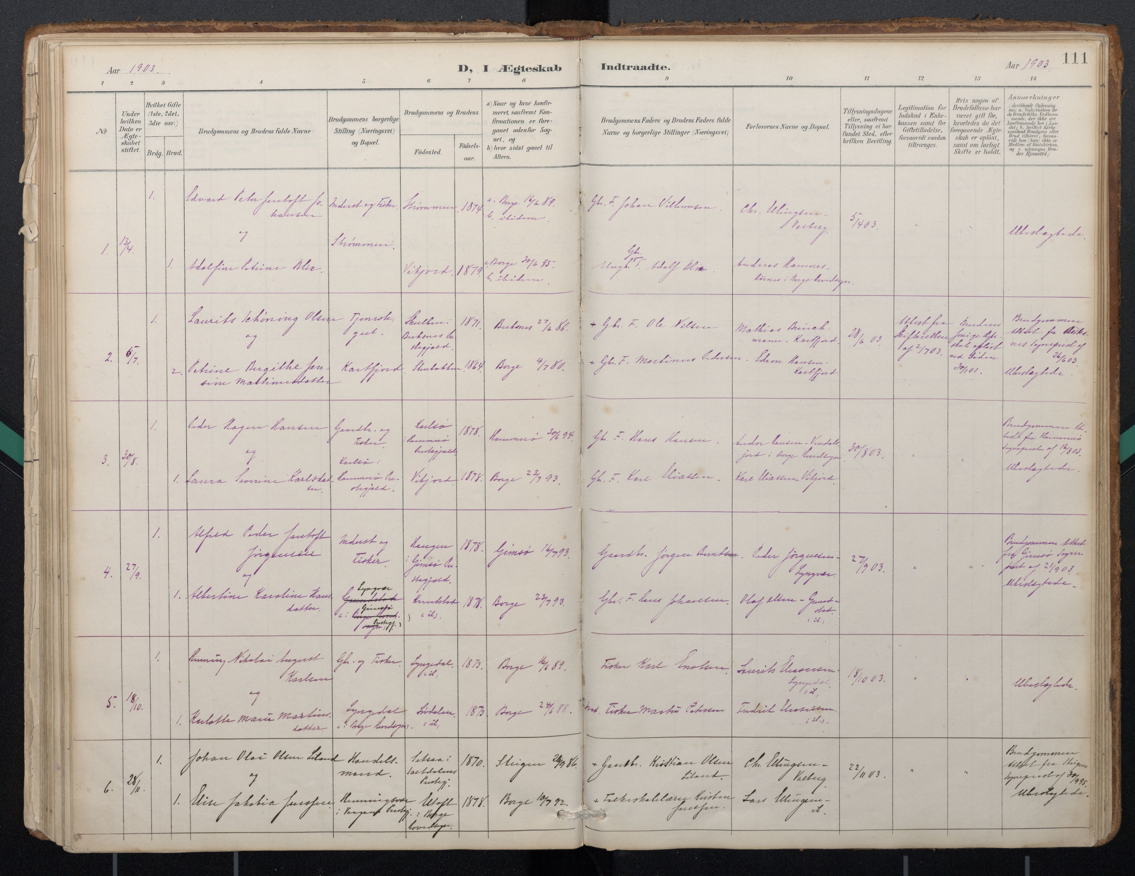 Ministerialprotokoller, klokkerbøker og fødselsregistre - Nordland, SAT/A-1459/884/L1193: Parish register (official) no. 884A01, 1888-1905, p. 111