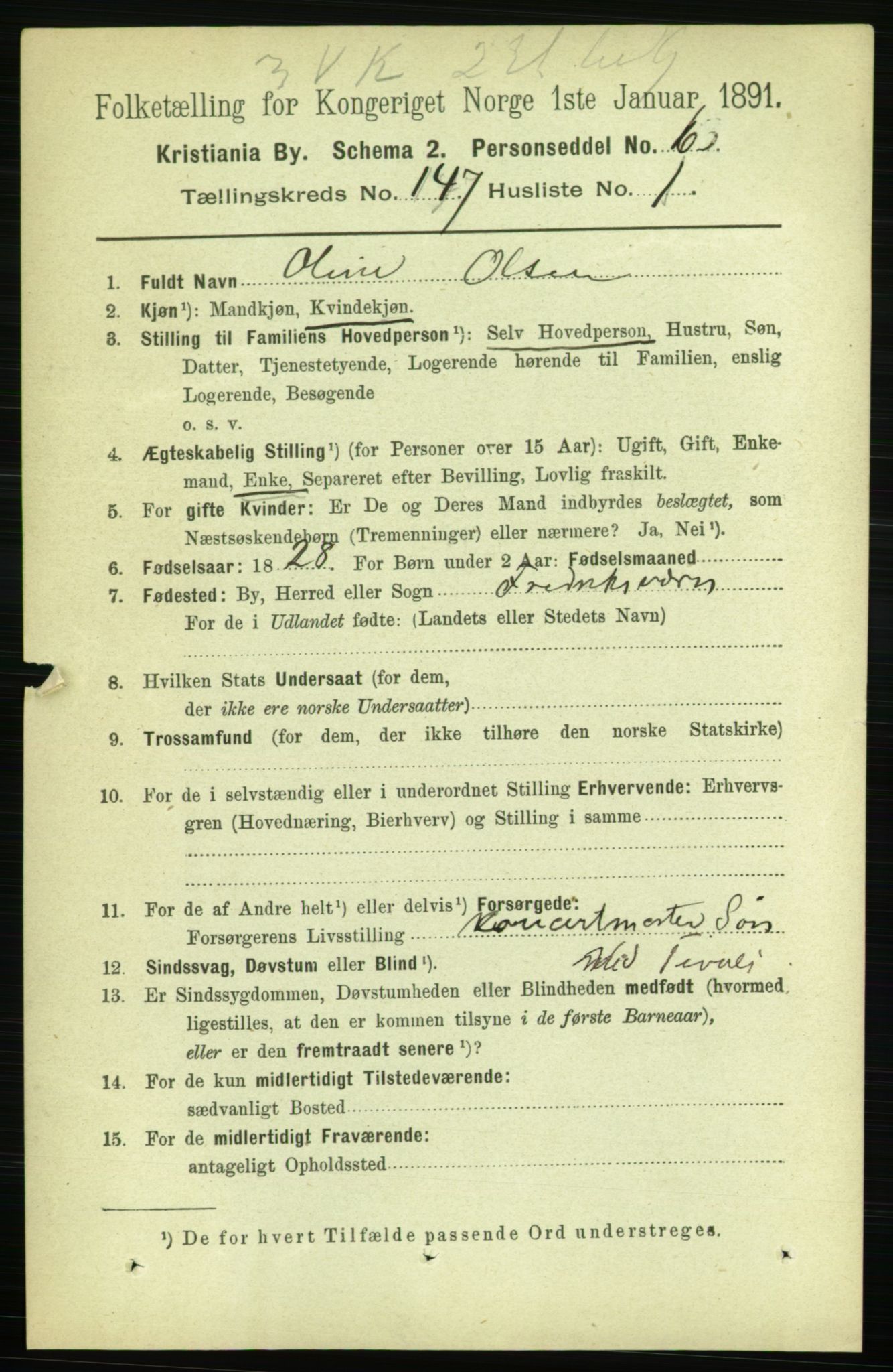 RA, 1891 census for 0301 Kristiania, 1891, p. 81599