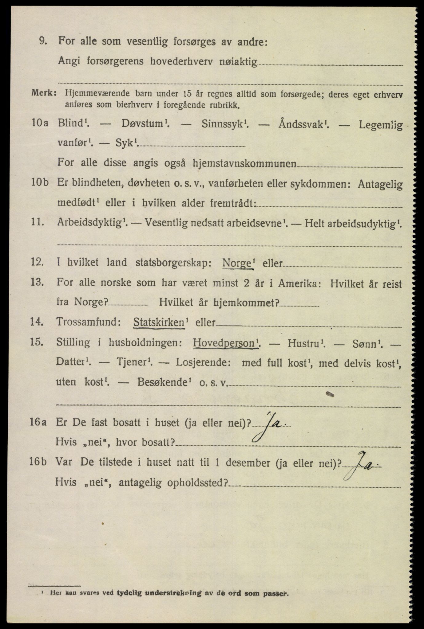 SAK, 1920 census for Lyngdal, 1920, p. 5490