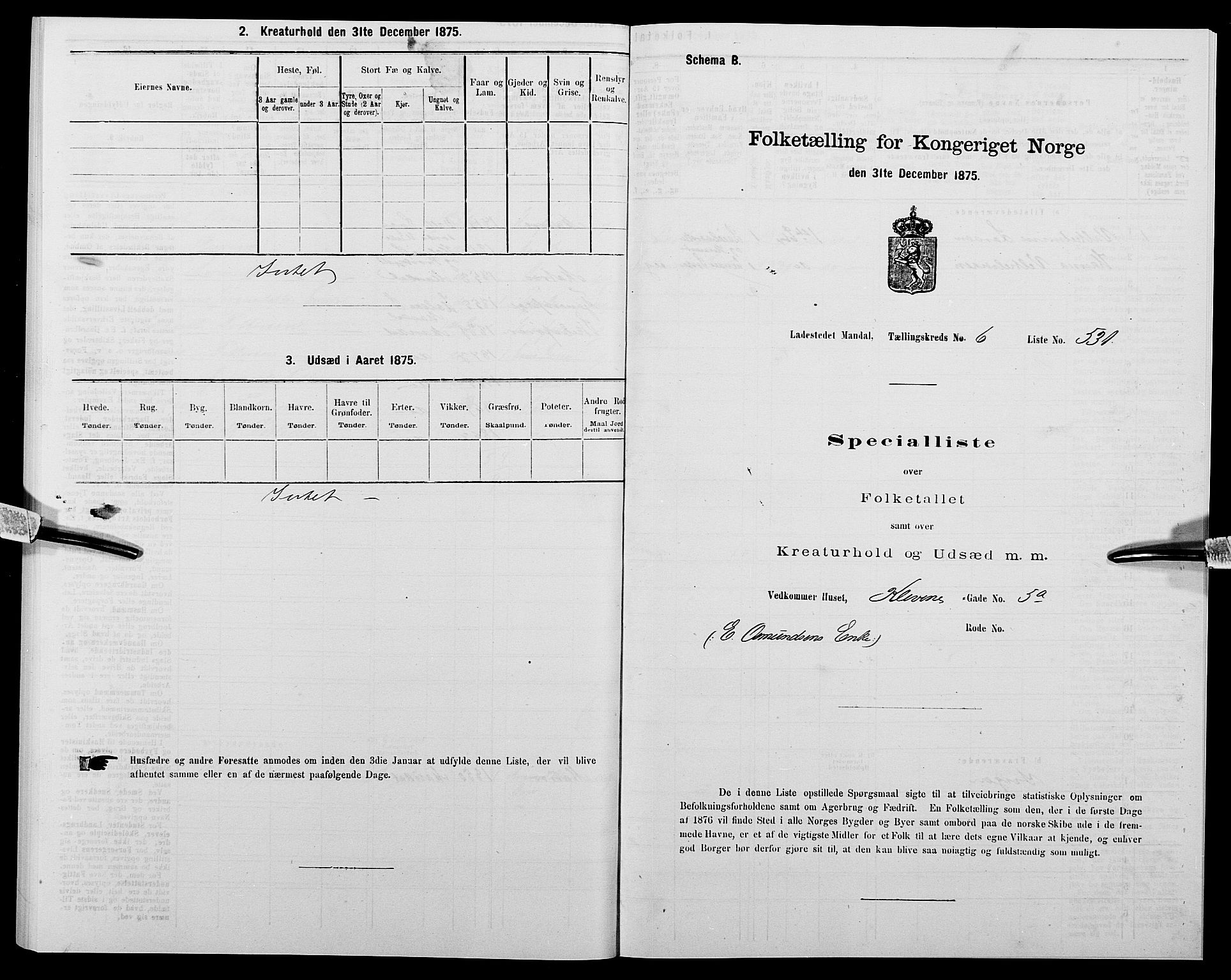 SAK, 1875 census for 1002B Mandal/Mandal, 1875, p. 1111