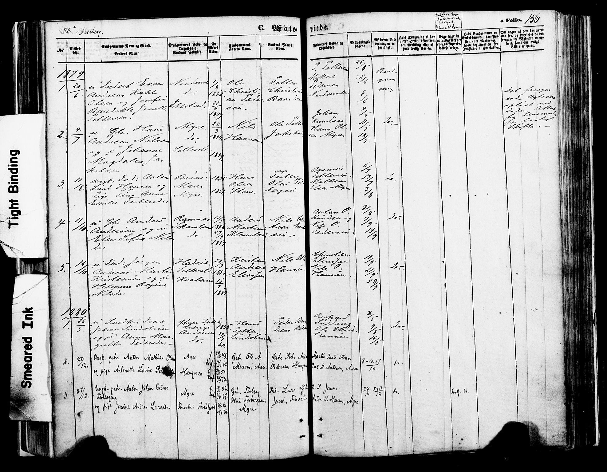 Ministerialprotokoller, klokkerbøker og fødselsregistre - Nordland, SAT/A-1459/897/L1397: Parish register (official) no. 897A05 /1, 1867-1880, p. 156