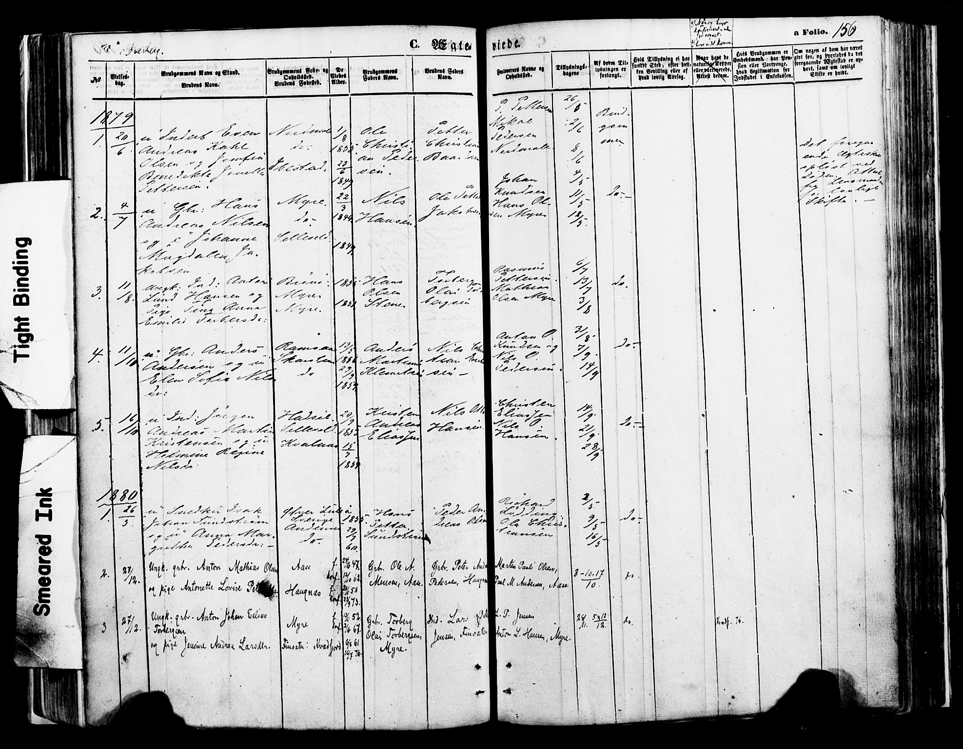 Ministerialprotokoller, klokkerbøker og fødselsregistre - Nordland, AV/SAT-A-1459/897/L1397: Parish register (official) no. 897A05 /1, 1867-1880, p. 156