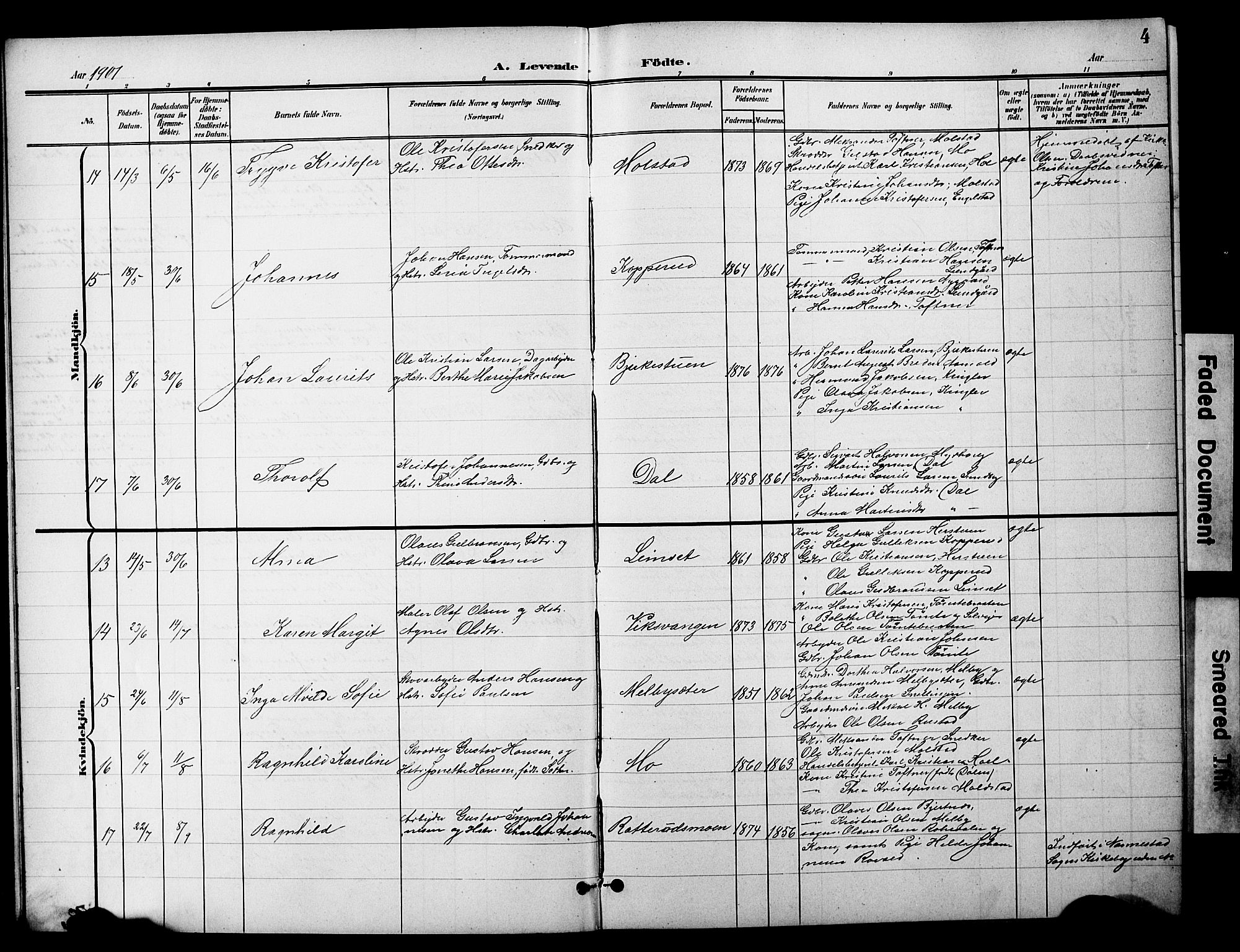 Nannestad prestekontor Kirkebøker, AV/SAO-A-10414a/G/Gc/L0001: Parish register (copy) no. III 1, 1901-1916, p. 4