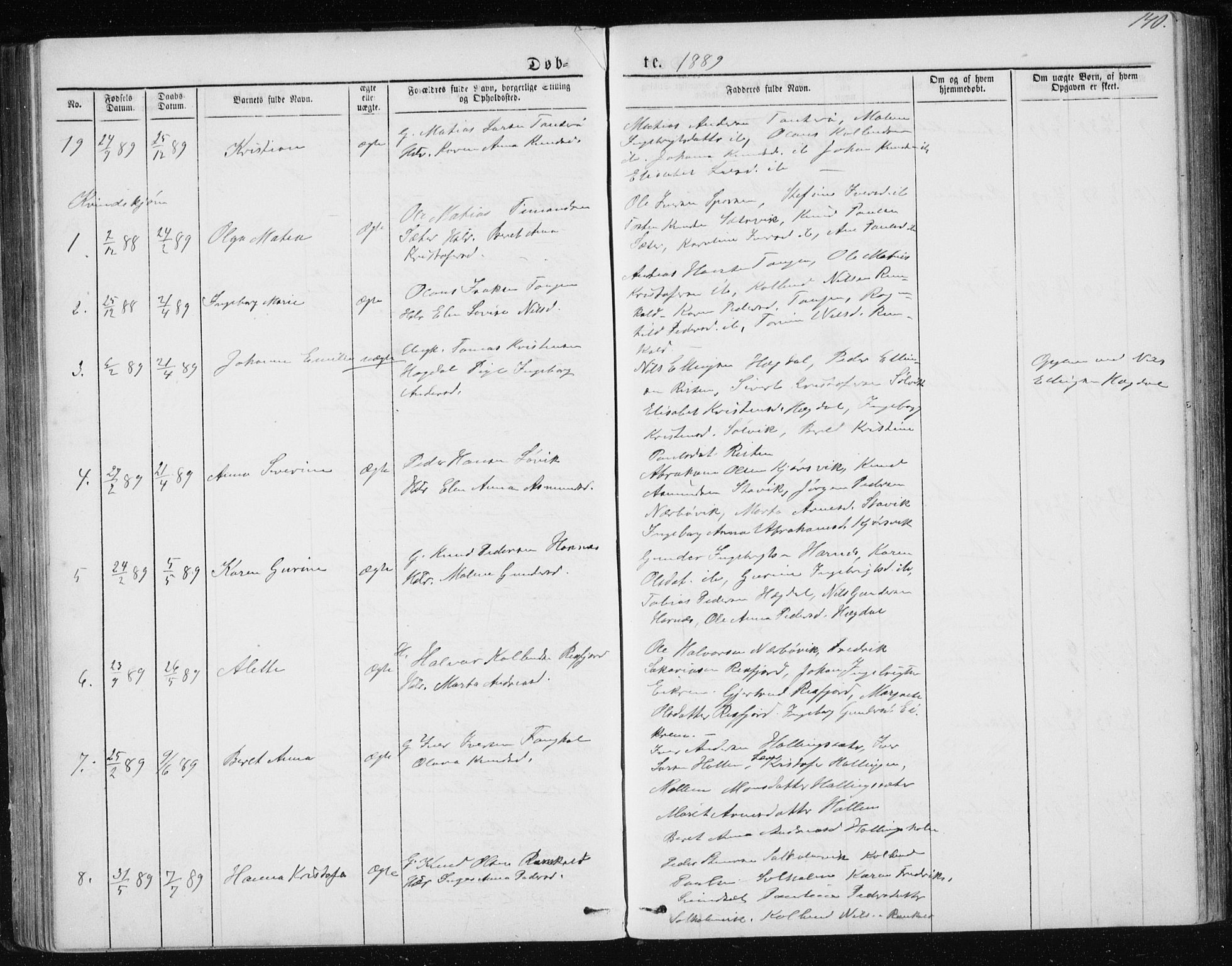 Ministerialprotokoller, klokkerbøker og fødselsregistre - Møre og Romsdal, SAT/A-1454/560/L0724: Parish register (copy) no. 560C01, 1867-1892, p. 140