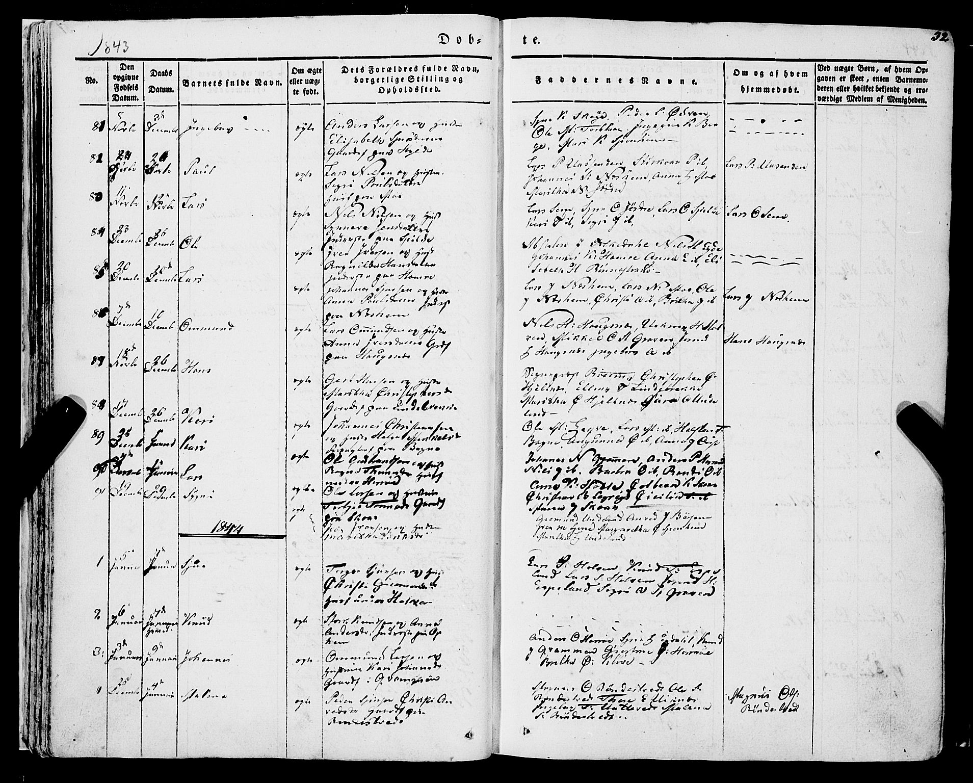 Ulvik sokneprestembete, AV/SAB-A-78801/H/Haa: Parish register (official) no. A 12, 1839-1853, p. 32