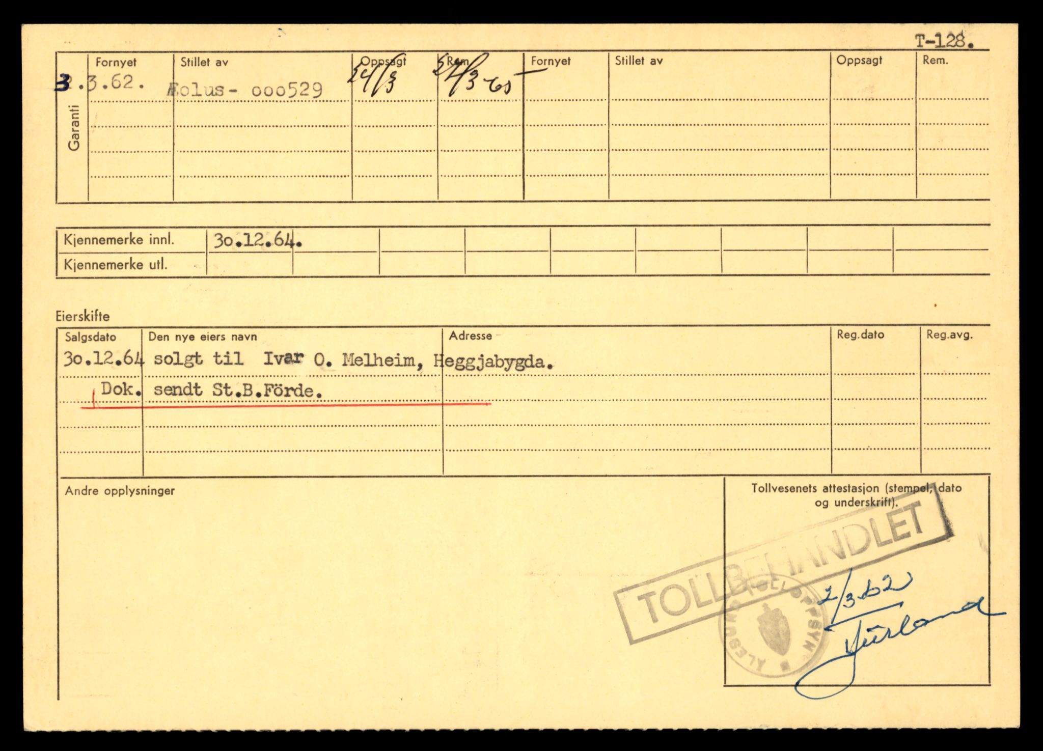 Møre og Romsdal vegkontor - Ålesund trafikkstasjon, AV/SAT-A-4099/F/Fe/L0002: Registreringskort for kjøretøy T 128 - T 231, 1927-1998, p. 4