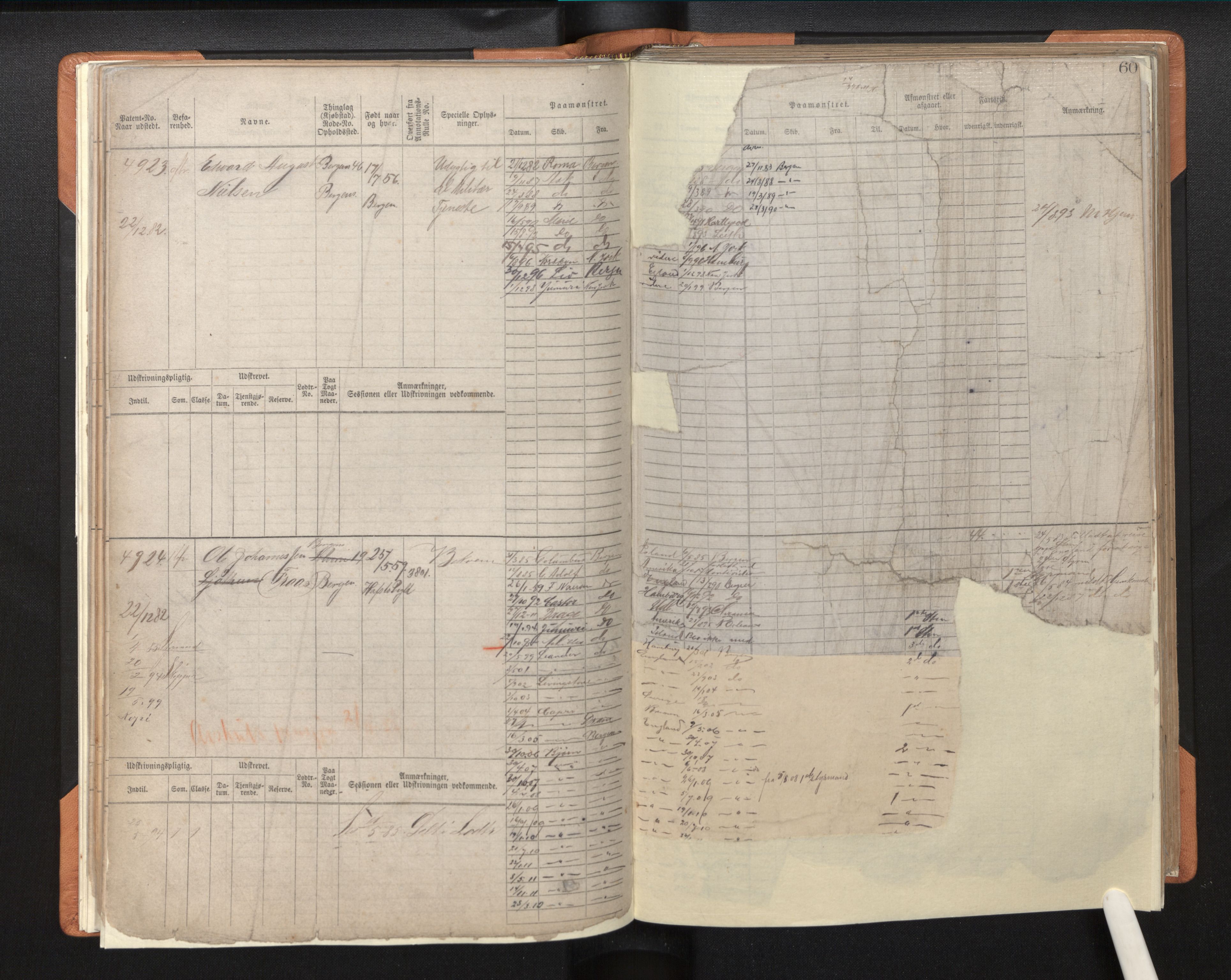 Innrulleringssjefen i Bergen, AV/SAB-A-100050/F/Fc/L0008: Sjøfartshovedrulle, nr. 4805 - 5390, 1882-1889, p. 60