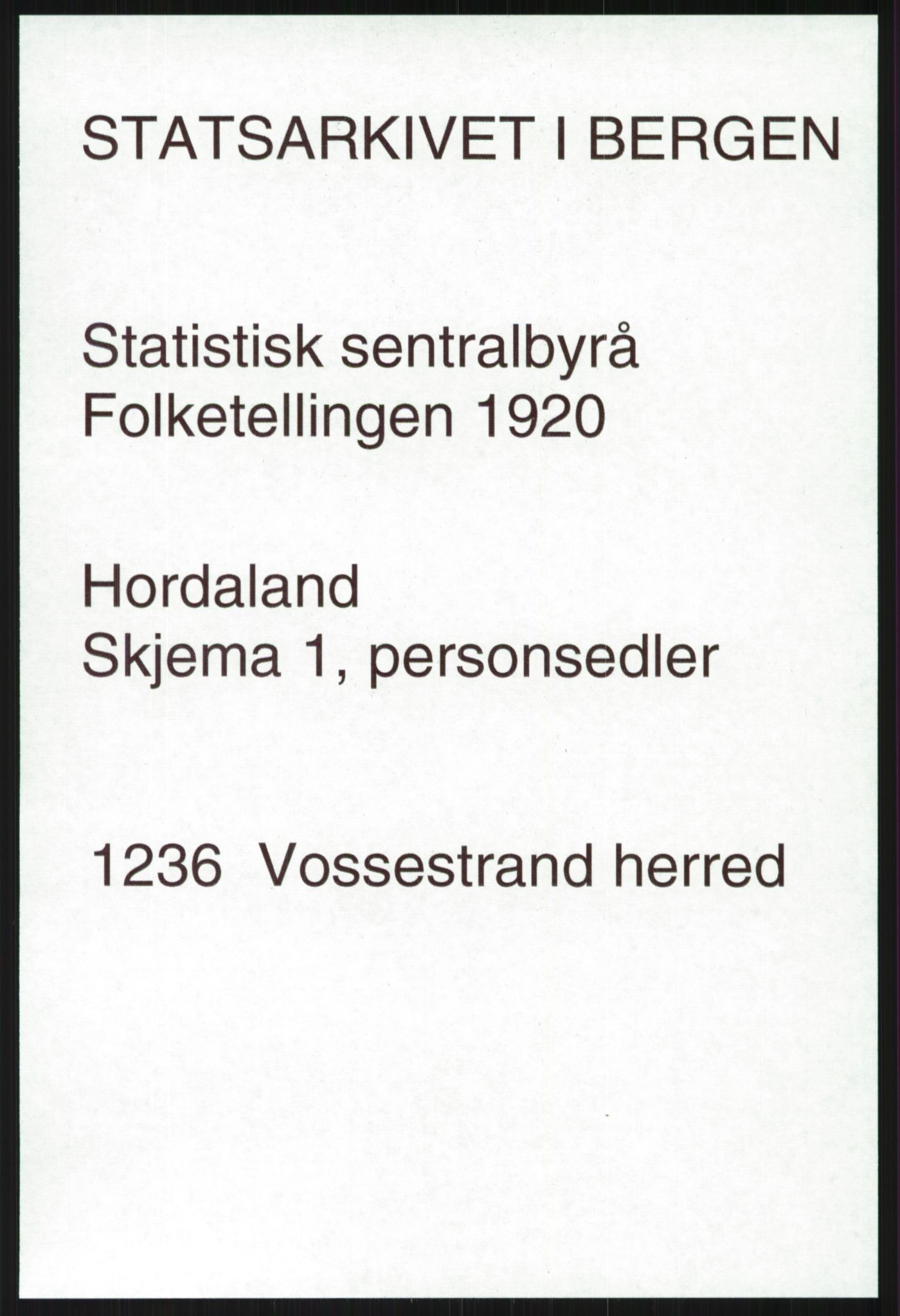 SAB, 1920 census for Vossestrand, 1920, p. 710