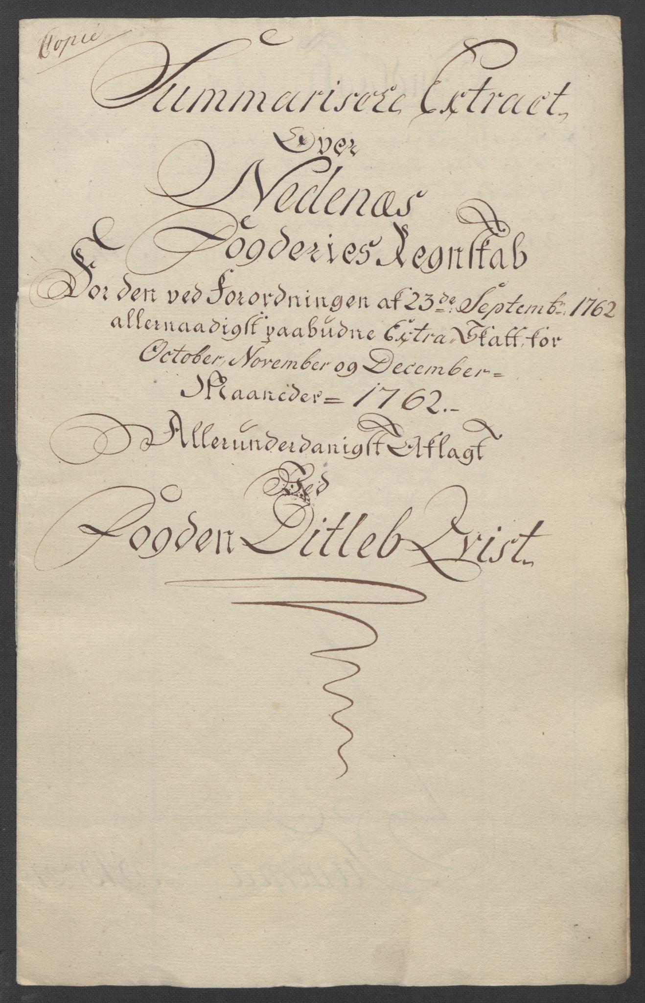 Rentekammeret inntil 1814, Reviderte regnskaper, Fogderegnskap, AV/RA-EA-4092/R39/L2424: Ekstraskatten Nedenes, 1762-1767, p. 7