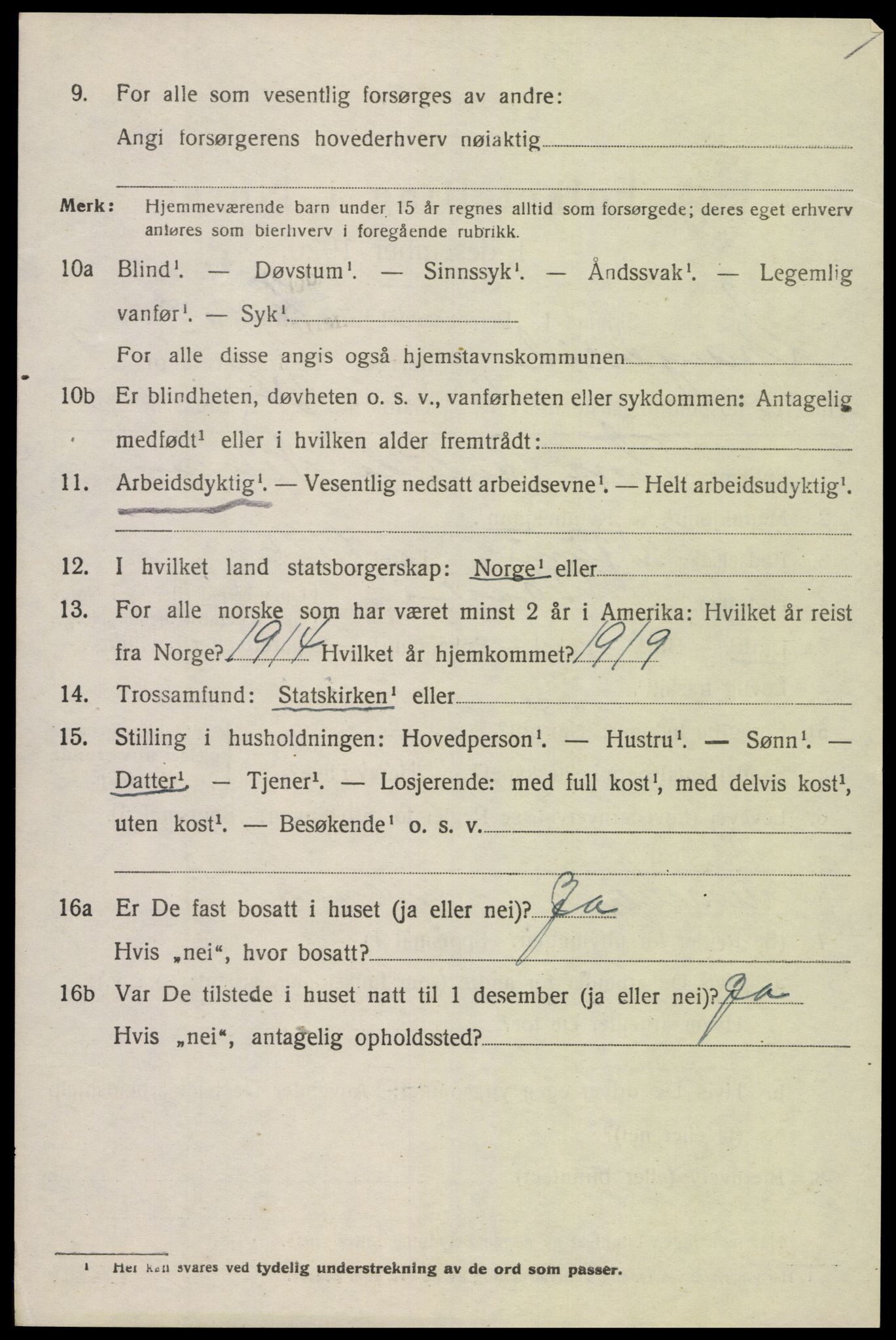 SAK, 1920 census for Spangereid, 1920, p. 3316