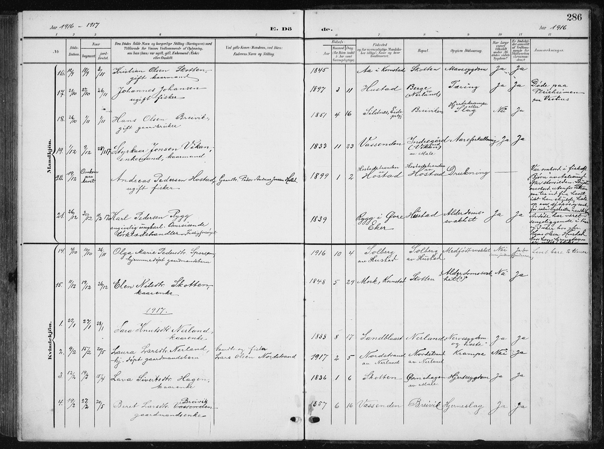 Ministerialprotokoller, klokkerbøker og fødselsregistre - Møre og Romsdal, AV/SAT-A-1454/567/L0784: Parish register (copy) no. 567C04, 1903-1938, p. 286