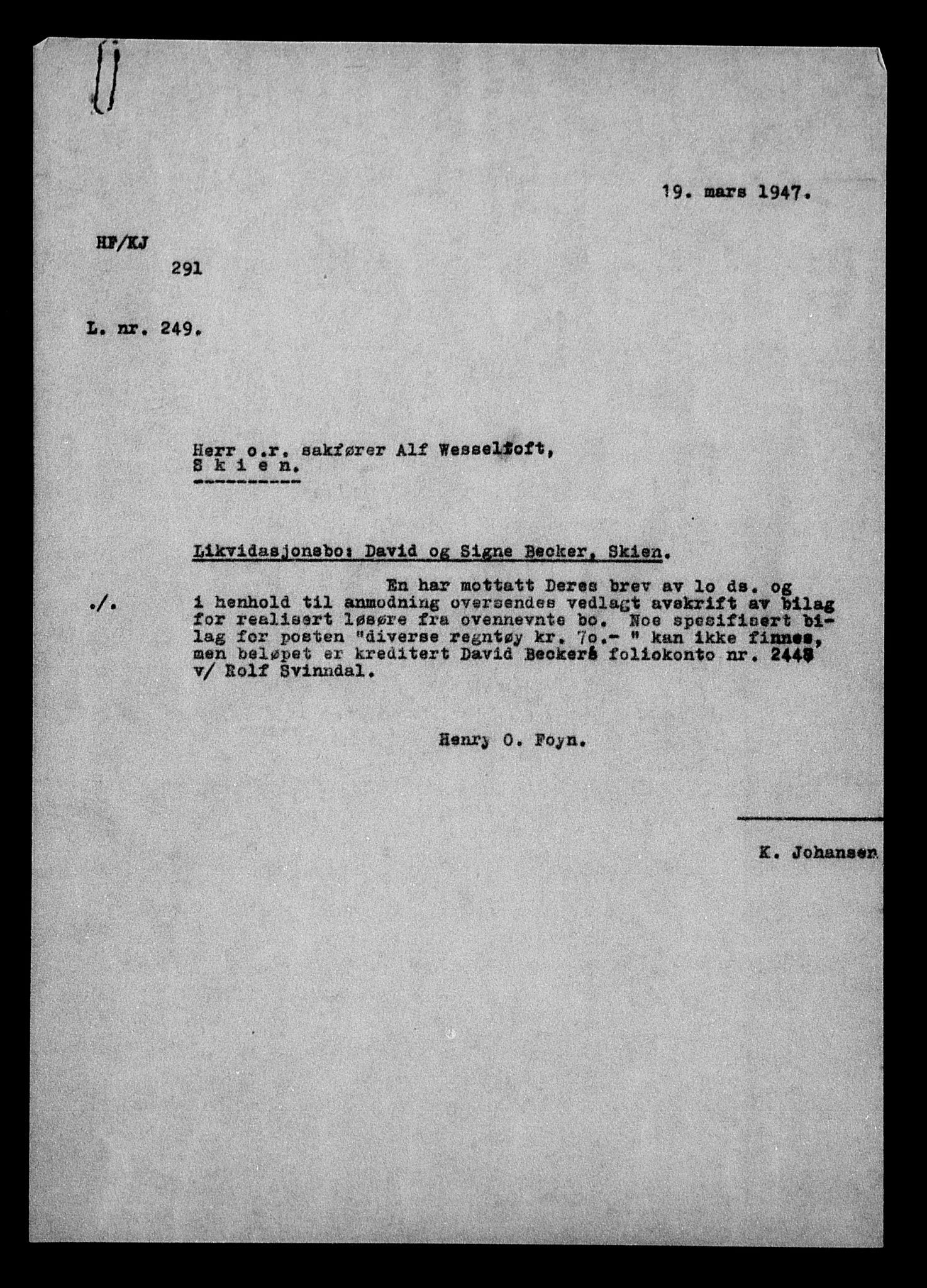 Justisdepartementet, Tilbakeføringskontoret for inndratte formuer, AV/RA-S-1564/H/Hc/Hcd/L0989: --, 1945-1947, p. 445