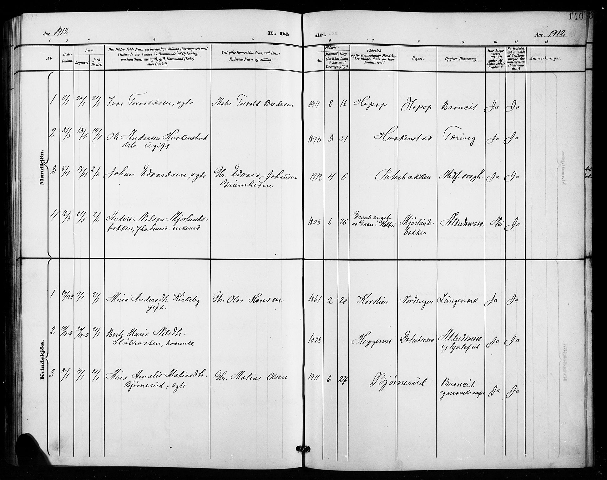 Vestre Toten prestekontor, SAH/PREST-108/H/Ha/Hab/L0016: Parish register (copy) no. 16, 1901-1915, p. 140