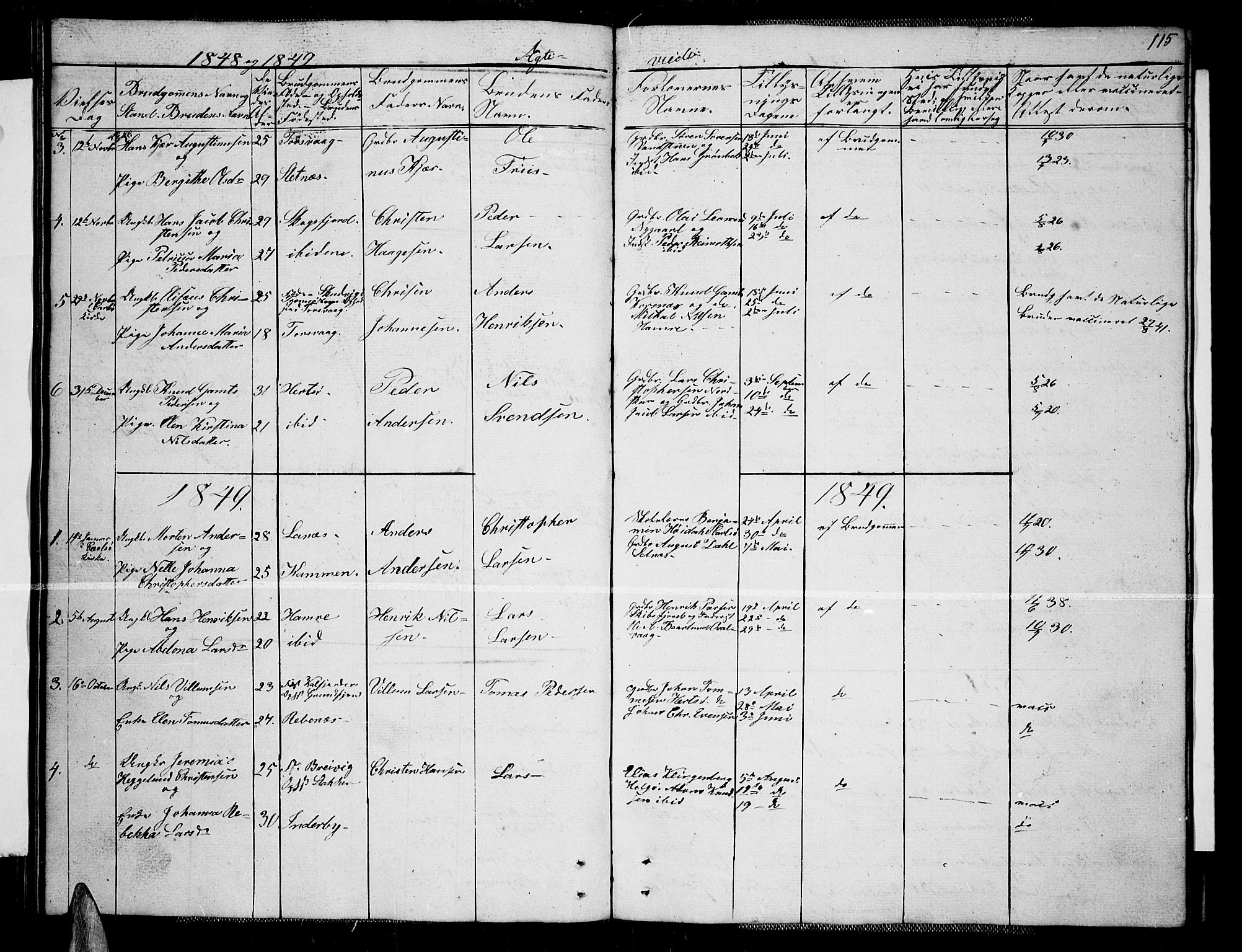 Karlsøy sokneprestembete, AV/SATØ-S-1299/H/Ha/Hab/L0004klokker: Parish register (copy) no. 4, 1845-1870, p. 115