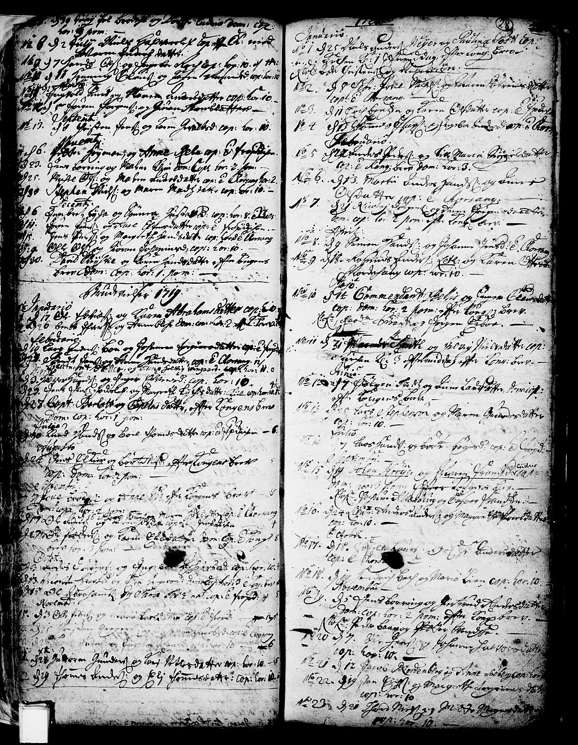 Skien kirkebøker, SAKO/A-302/F/Fa/L0002: Parish register (official) no. 2, 1716-1757, p. 28