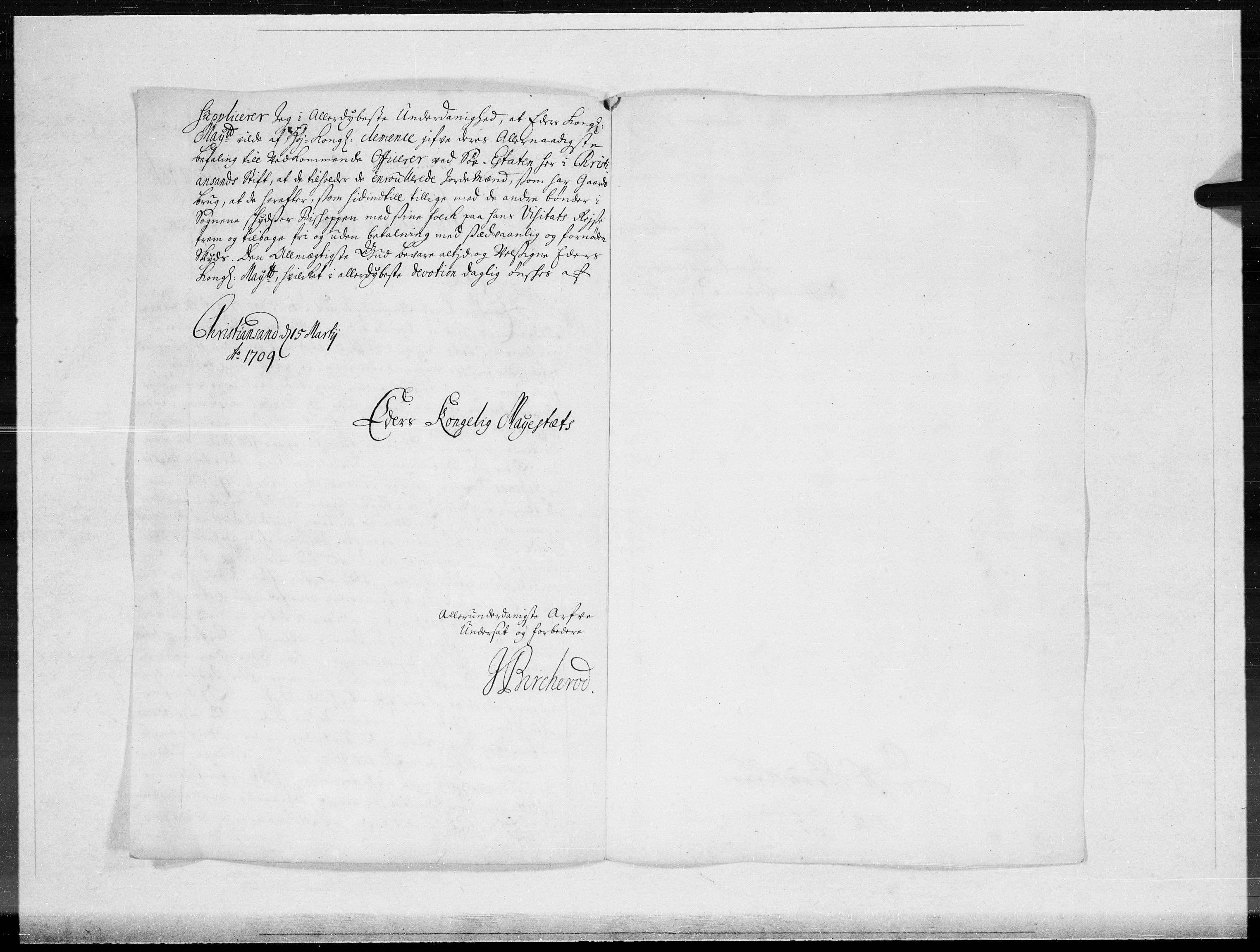 Danske Kanselli 1572-1799, AV/RA-EA-3023/F/Fc/Fcc/Fcca/L0067: Norske innlegg 1572-1799, 1709, p. 261