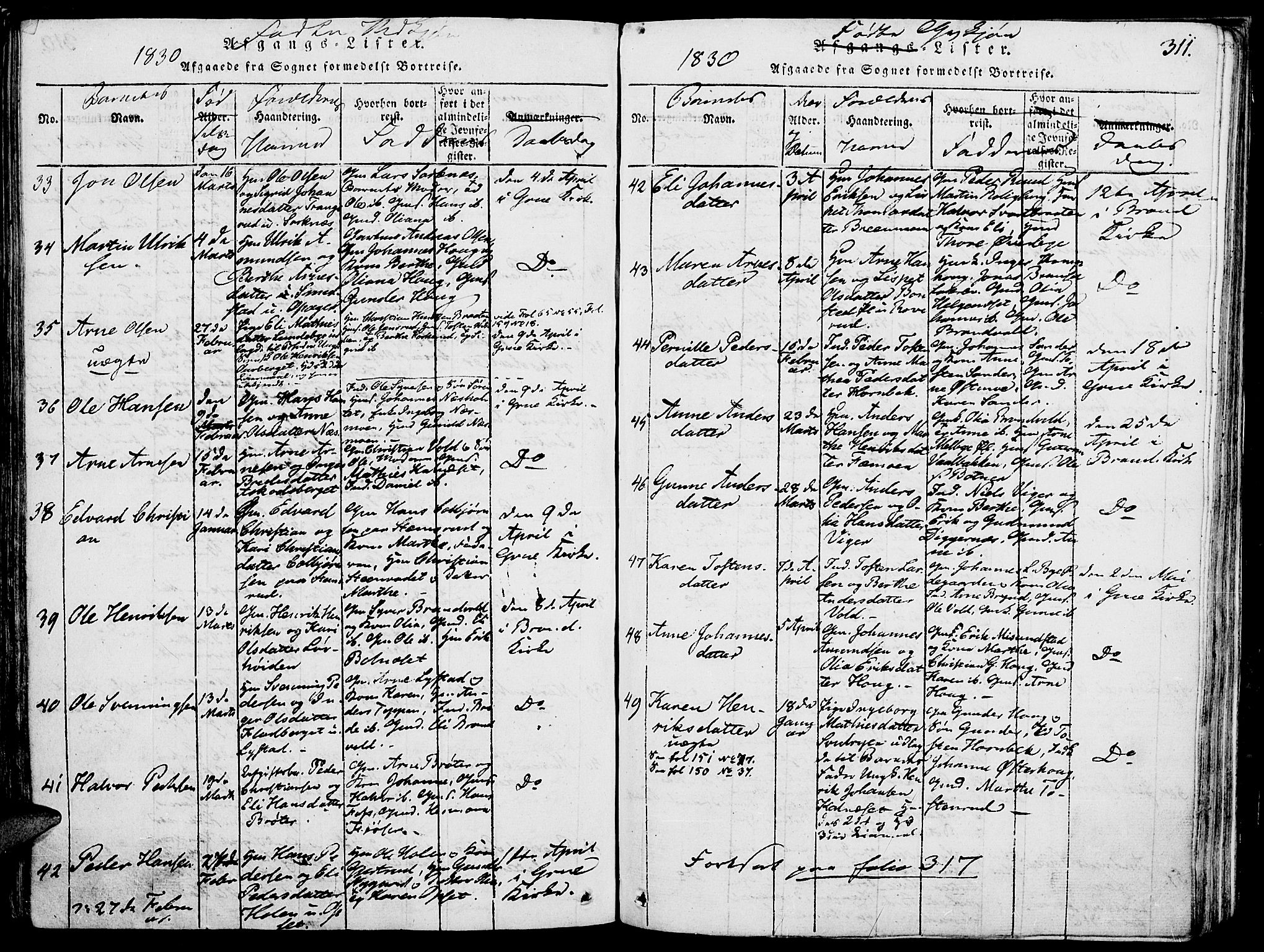 Grue prestekontor, AV/SAH-PREST-036/H/Ha/Haa/L0006: Parish register (official) no. 6, 1814-1830, p. 311