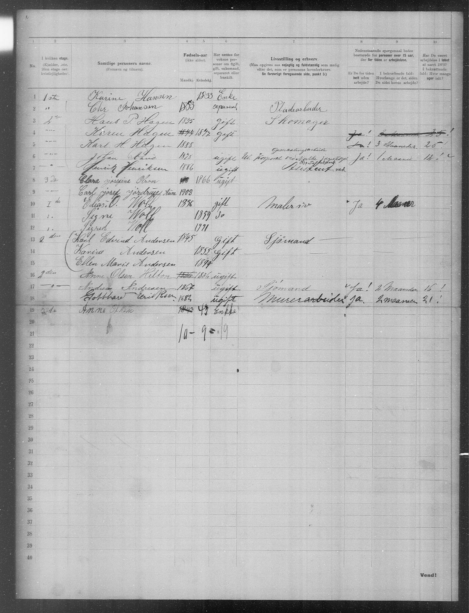 OBA, Municipal Census 1903 for Kristiania, 1903, p. 22167