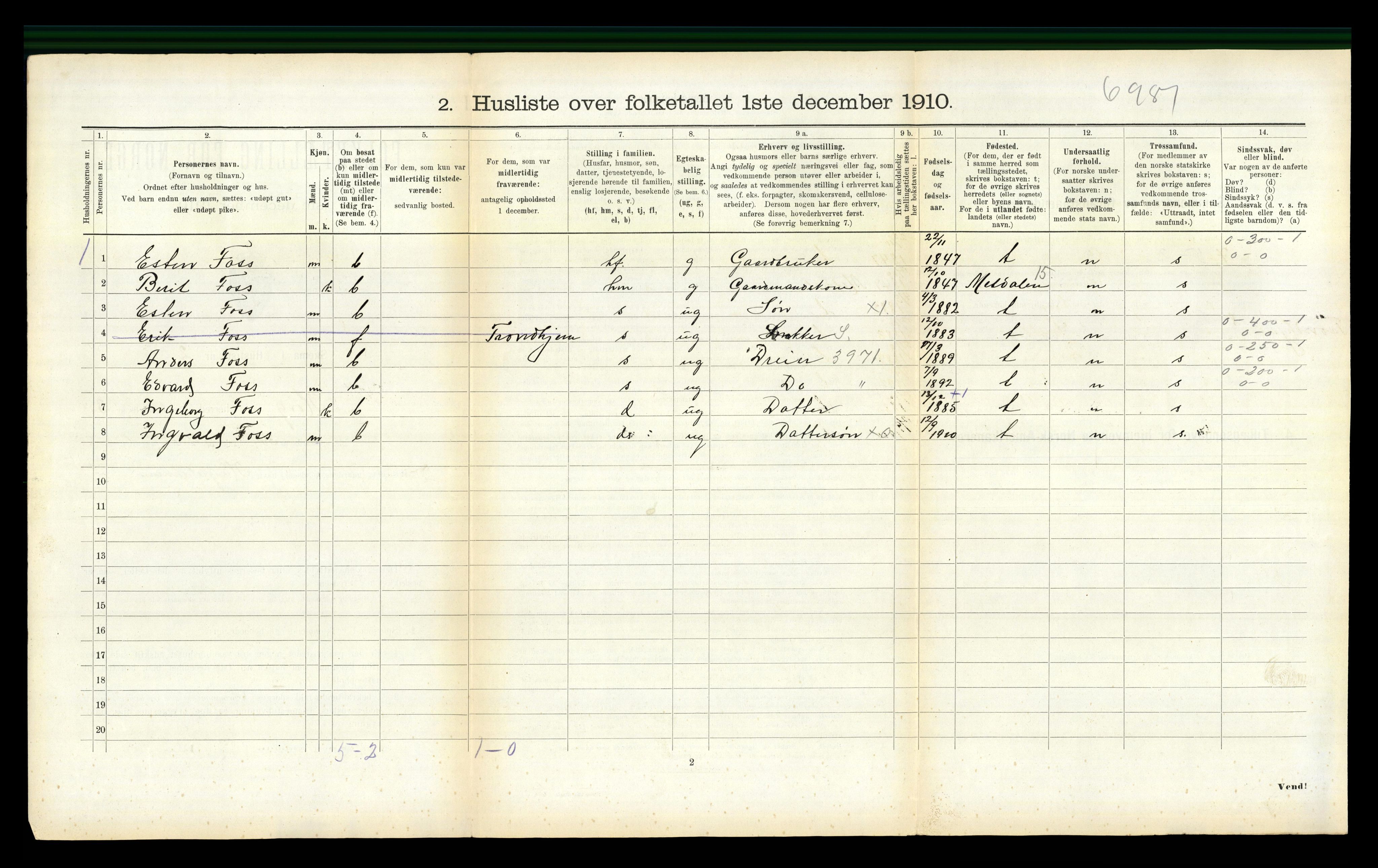 RA, 1910 census for Horg, 1910, p. 361