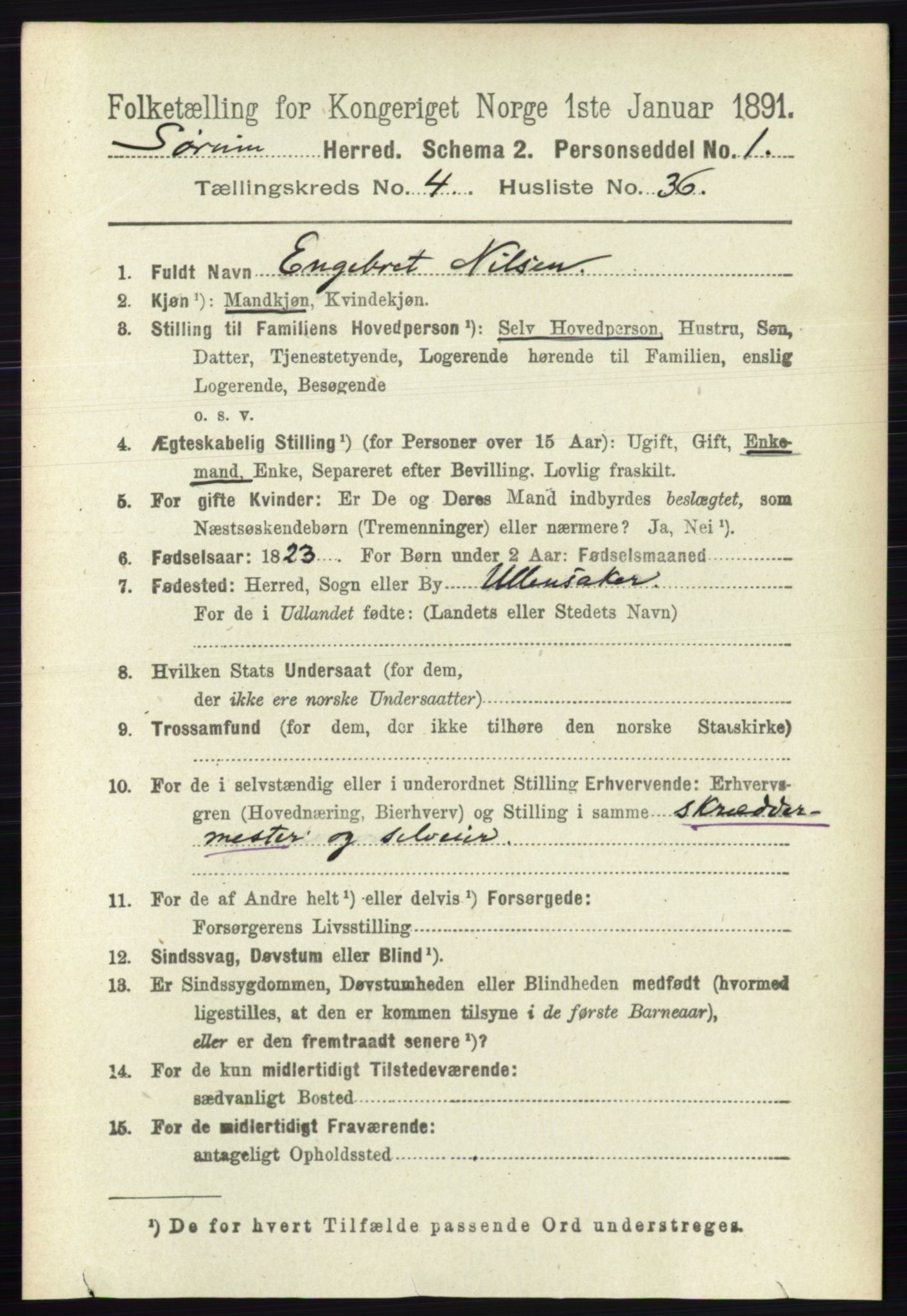 RA, 1891 census for 0226 Sørum, 1891, p. 2090