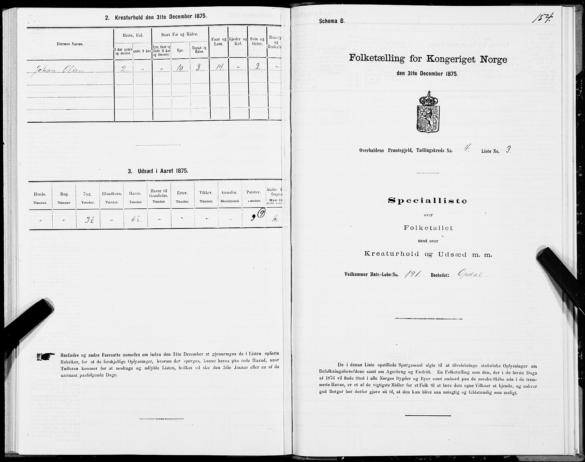 SAT, 1875 census for 1744P Overhalla, 1875, p. 2154