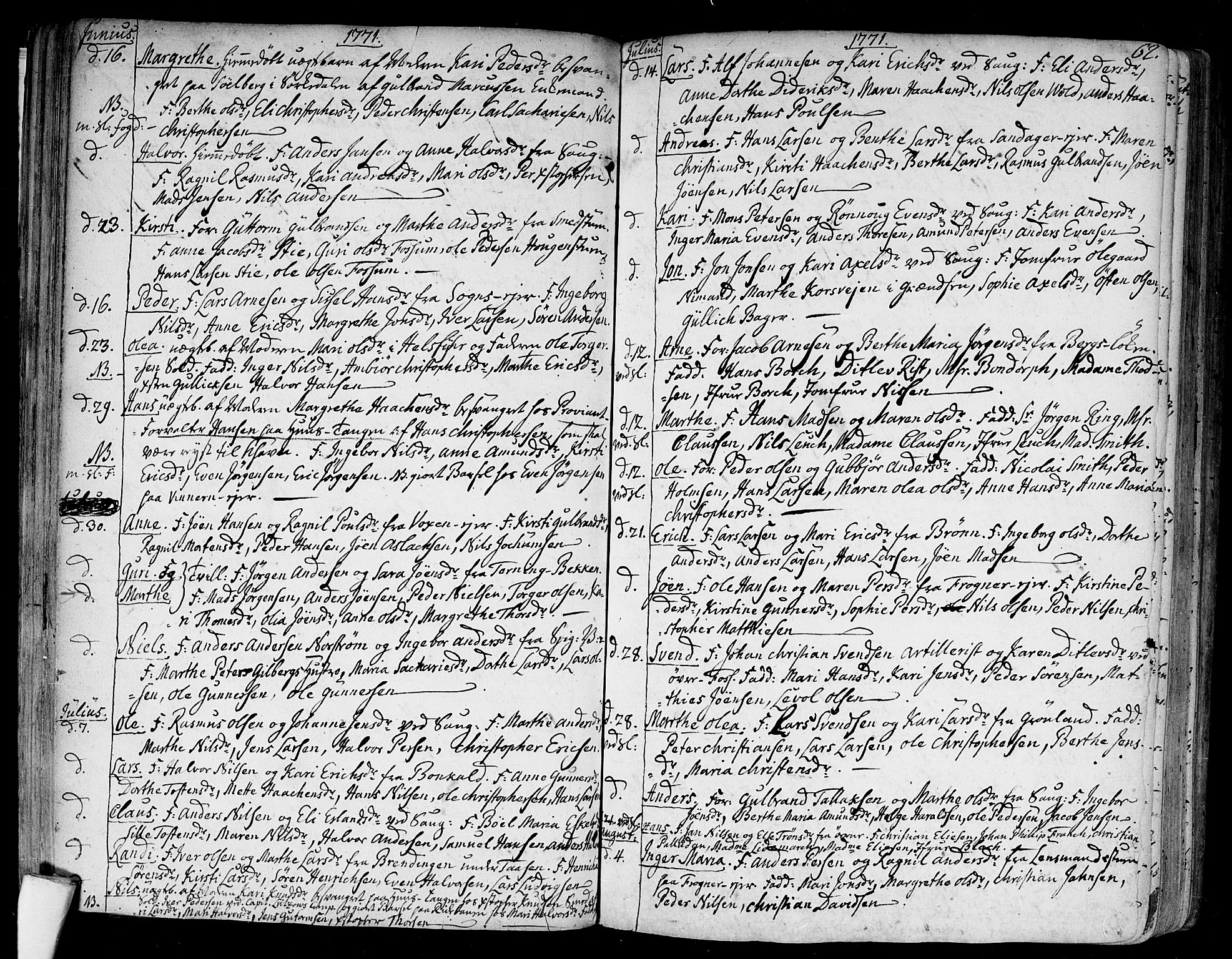 Aker prestekontor kirkebøker, SAO/A-10861/F/L0009: Parish register (official) no. 9, 1765-1785, p. 62