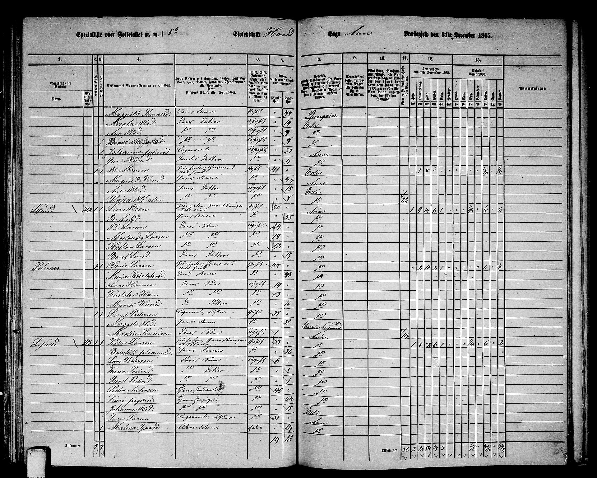 RA, 1865 census for Aure, 1865, p. 120