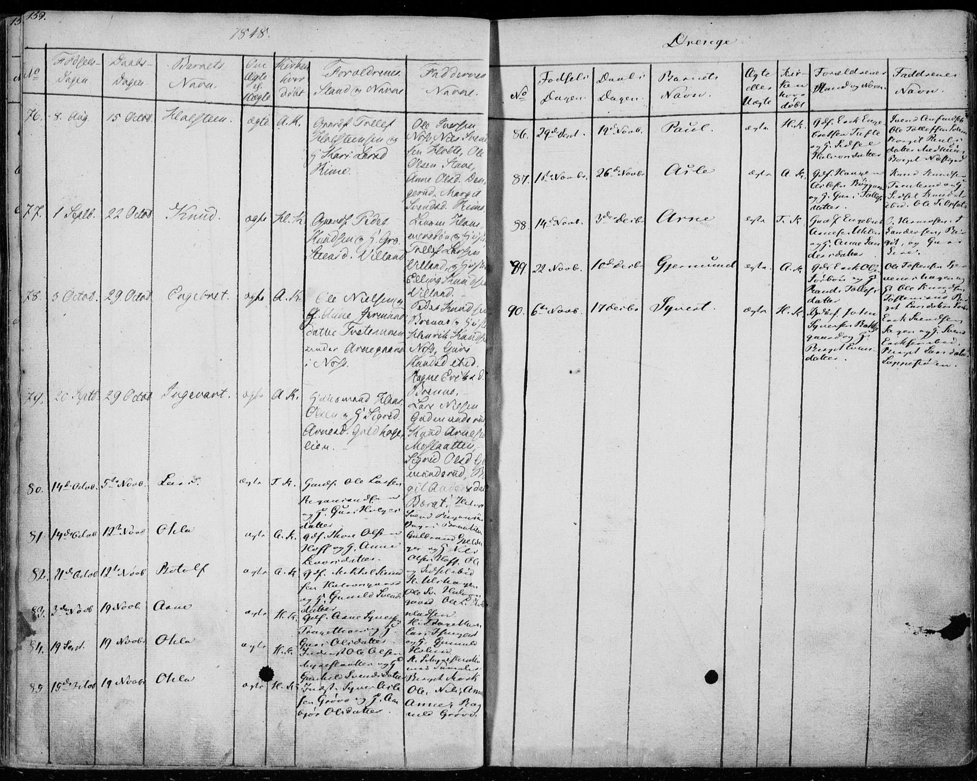 Ål kirkebøker, AV/SAKO-A-249/F/Fa/L0005: Parish register (official) no. I 5, 1825-1848, p. 159