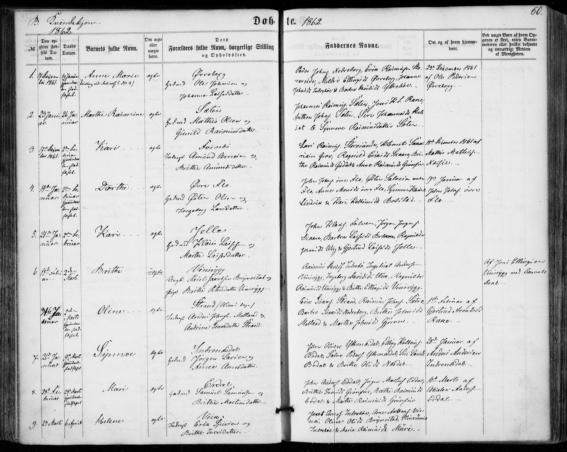 Stryn Sokneprestembete, SAB/A-82501: Parish register (official) no. A 3, 1862-1877, p. 60