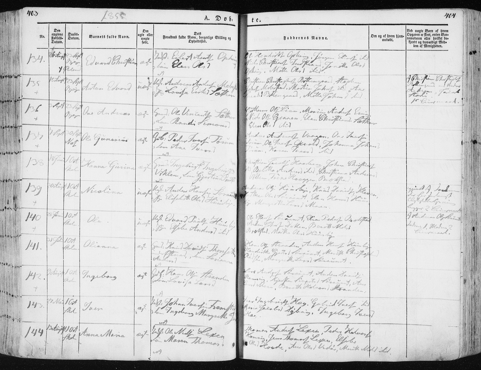 Ministerialprotokoller, klokkerbøker og fødselsregistre - Sør-Trøndelag, SAT/A-1456/659/L0736: Parish register (official) no. 659A06, 1842-1856, p. 403-404