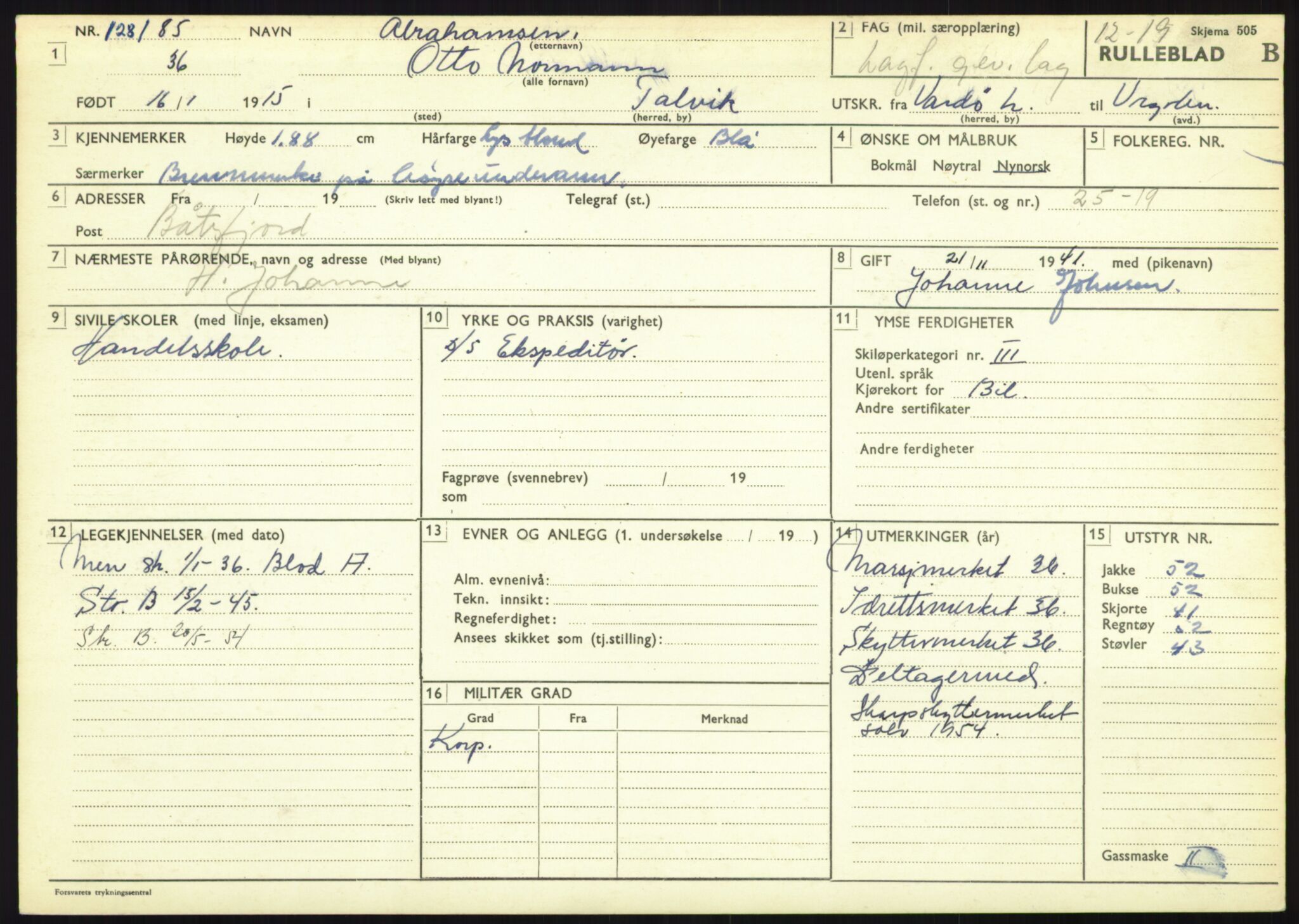 Forsvaret, Varanger bataljon, AV/RA-RAFA-2258/1/D/L0445: Rulleblad for menige født 1915-1916, 1915-1916, p. 10