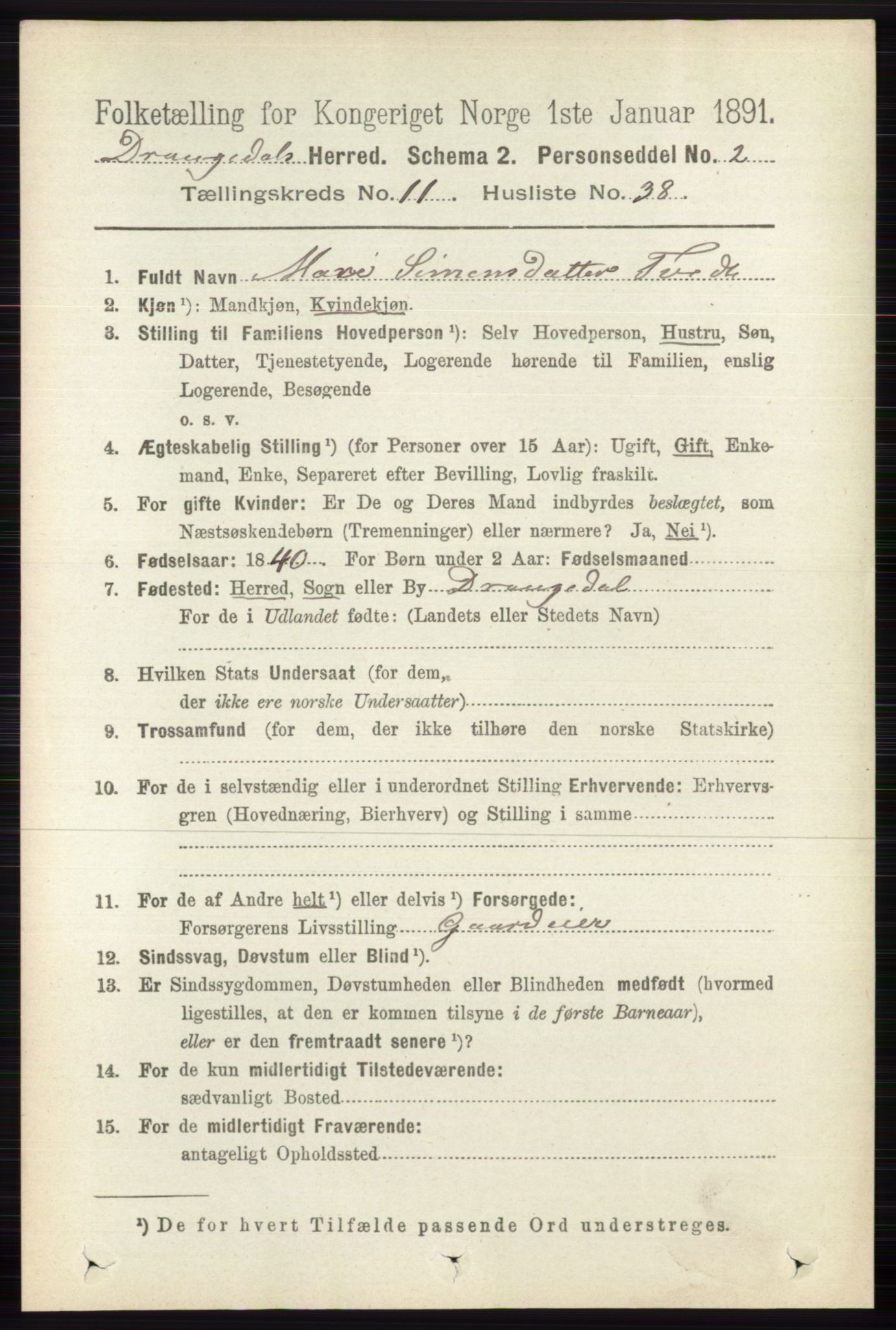 RA, 1891 census for 0817 Drangedal, 1891, p. 4163