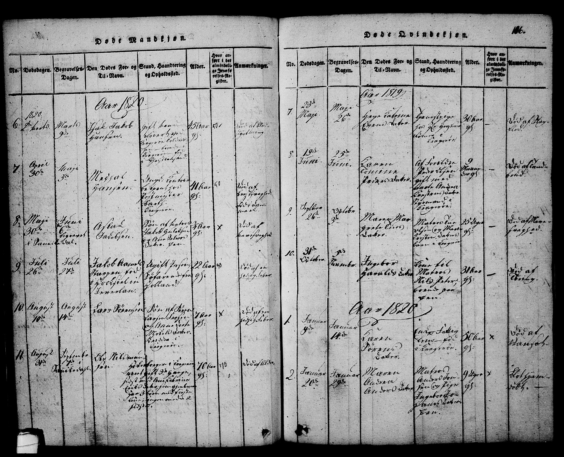 Kragerø kirkebøker, SAKO/A-278/G/Ga/L0002: Parish register (copy) no. 2, 1814-1831, p. 106