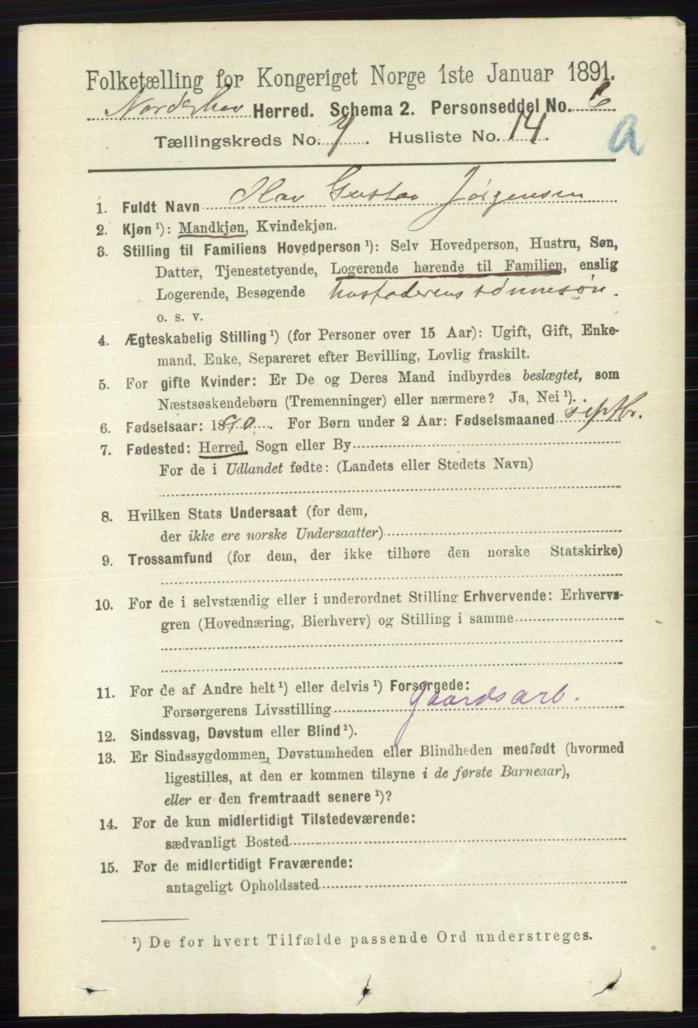 RA, 1891 census for 0613 Norderhov, 1891, p. 4560