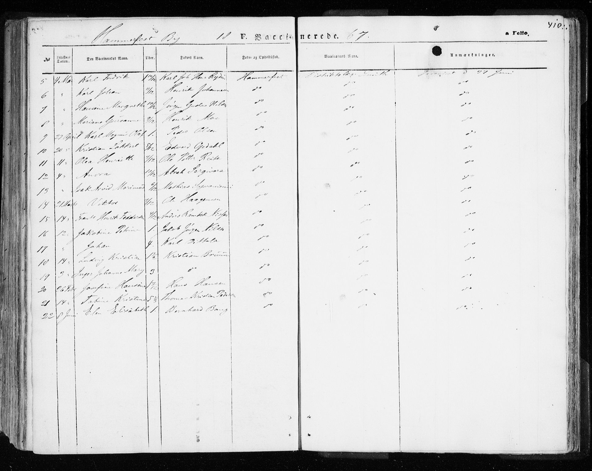 Hammerfest sokneprestkontor, AV/SATØ-S-1347/H/Ha/L0005.kirke: Parish register (official) no. 5, 1857-1869, p. 410