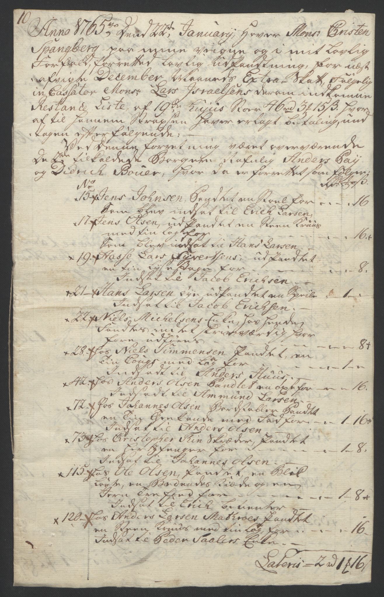 Rentekammeret inntil 1814, Reviderte regnskaper, Byregnskaper, AV/RA-EA-4066/R/Rf/L0119/0001: [F2] Kontribusjonsregnskap / Ekstraskatt, 1762-1767, p. 258