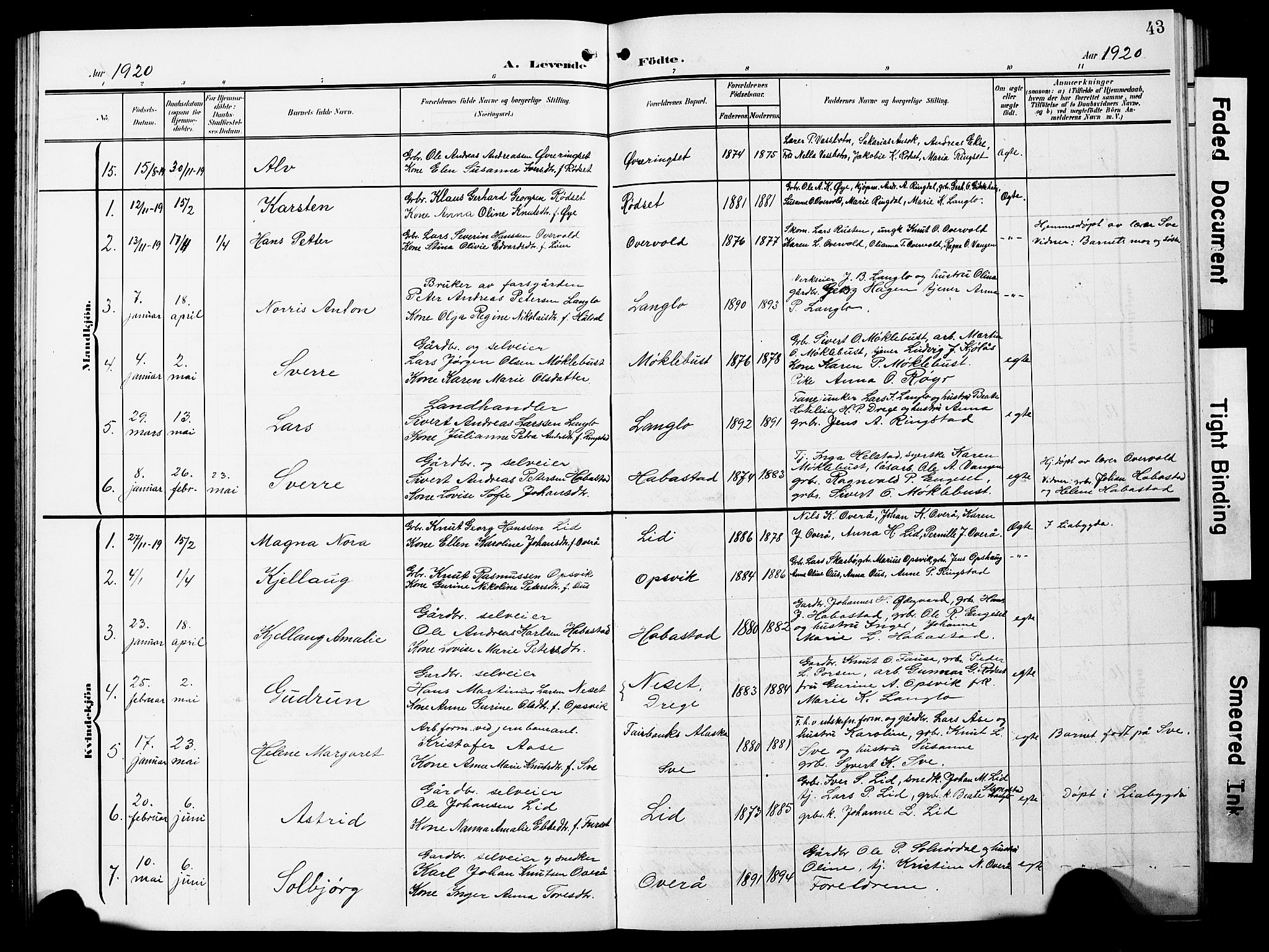 Ministerialprotokoller, klokkerbøker og fødselsregistre - Møre og Romsdal, SAT/A-1454/520/L0293: Parish register (copy) no. 520C05, 1902-1923, p. 43