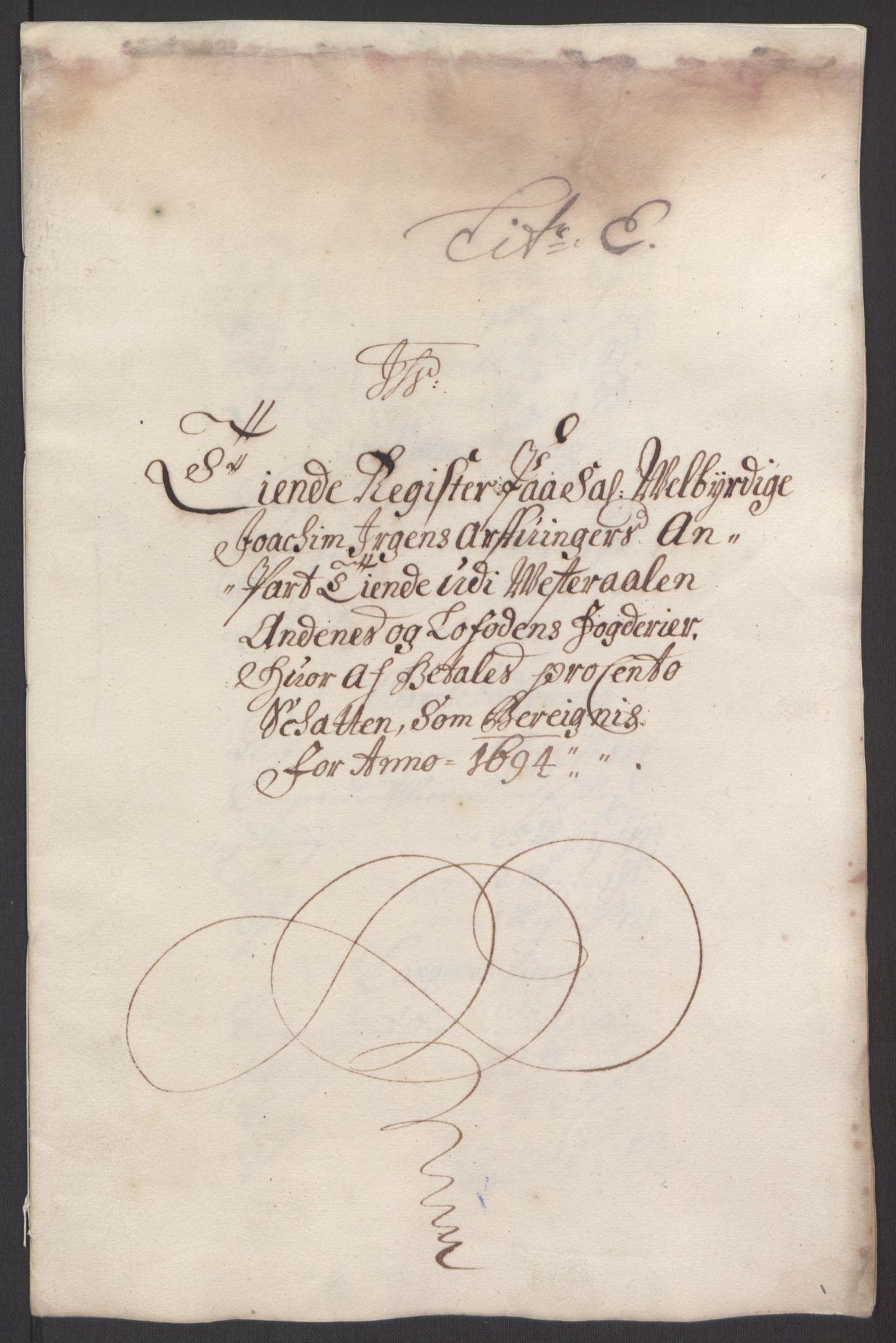Rentekammeret inntil 1814, Reviderte regnskaper, Fogderegnskap, RA/EA-4092/R67/L4677: Fogderegnskap Vesterålen, Andenes og Lofoten, 1694-1695, p. 78