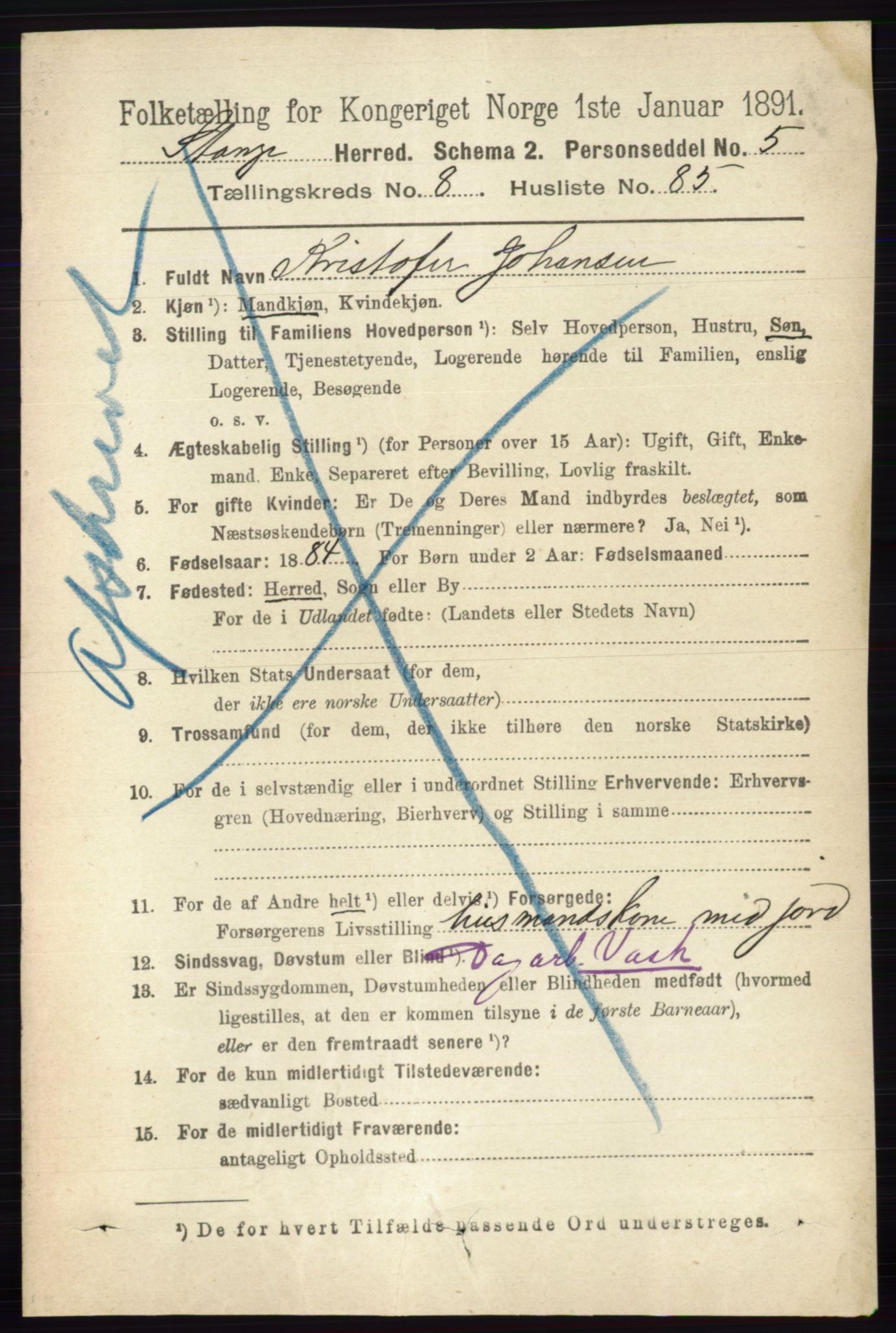 RA, 1891 census for 0417 Stange, 1891, p. 5922