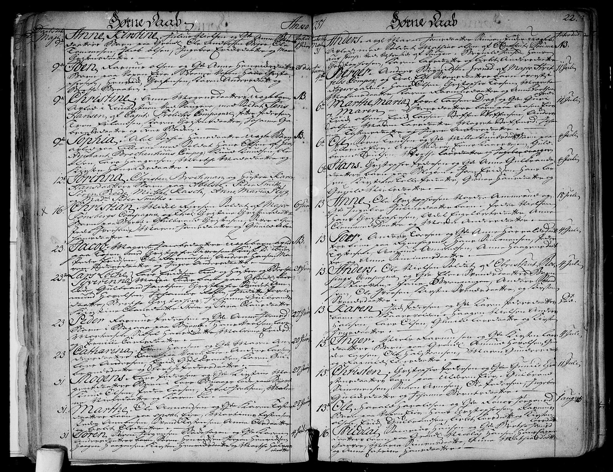 Aker prestekontor kirkebøker, SAO/A-10861/F/L0008: Parish register (official) no. 8, 1749-1765, p. 22