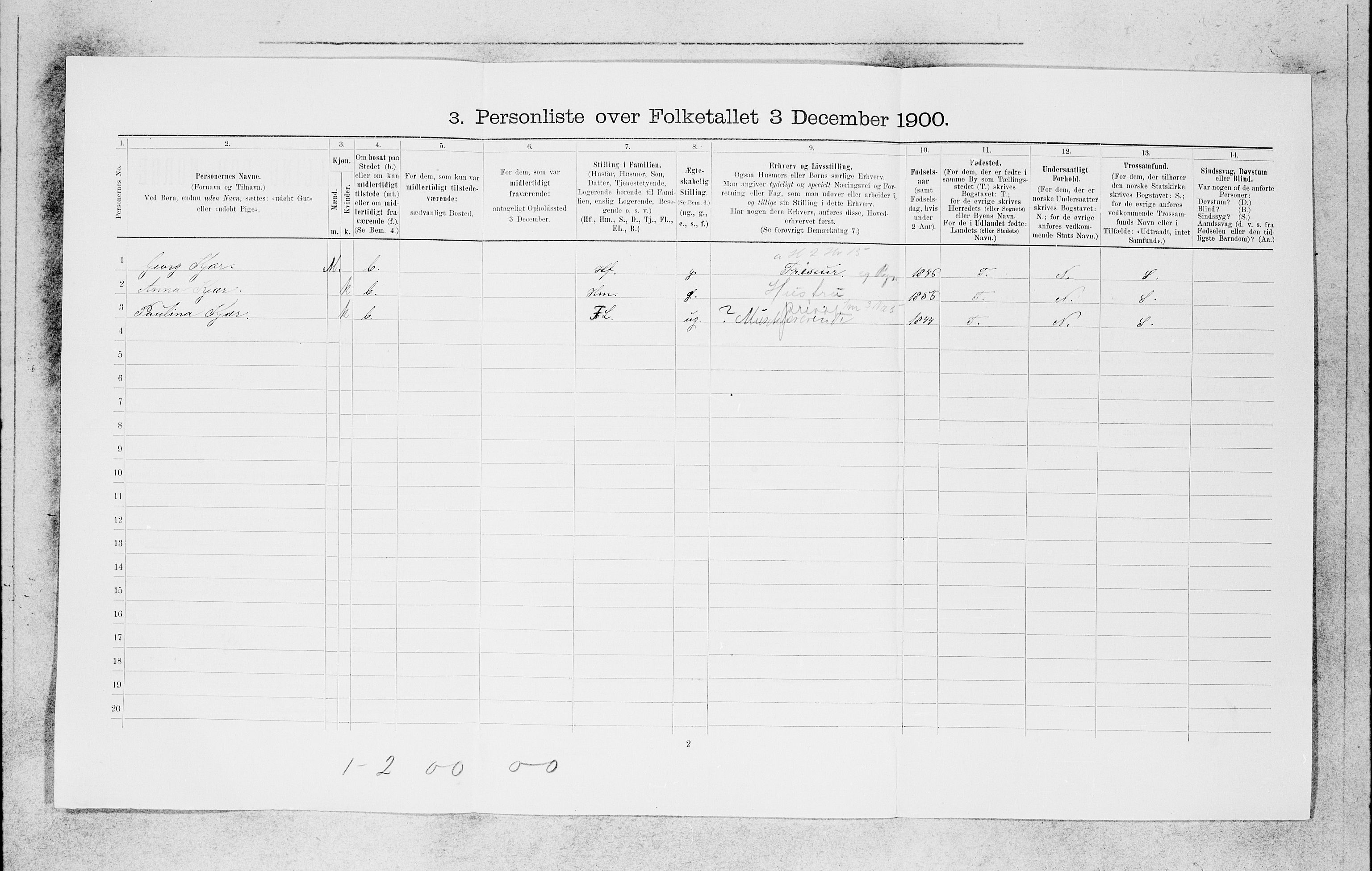 SAB, 1900 census for Bergen, 1900, p. 20497