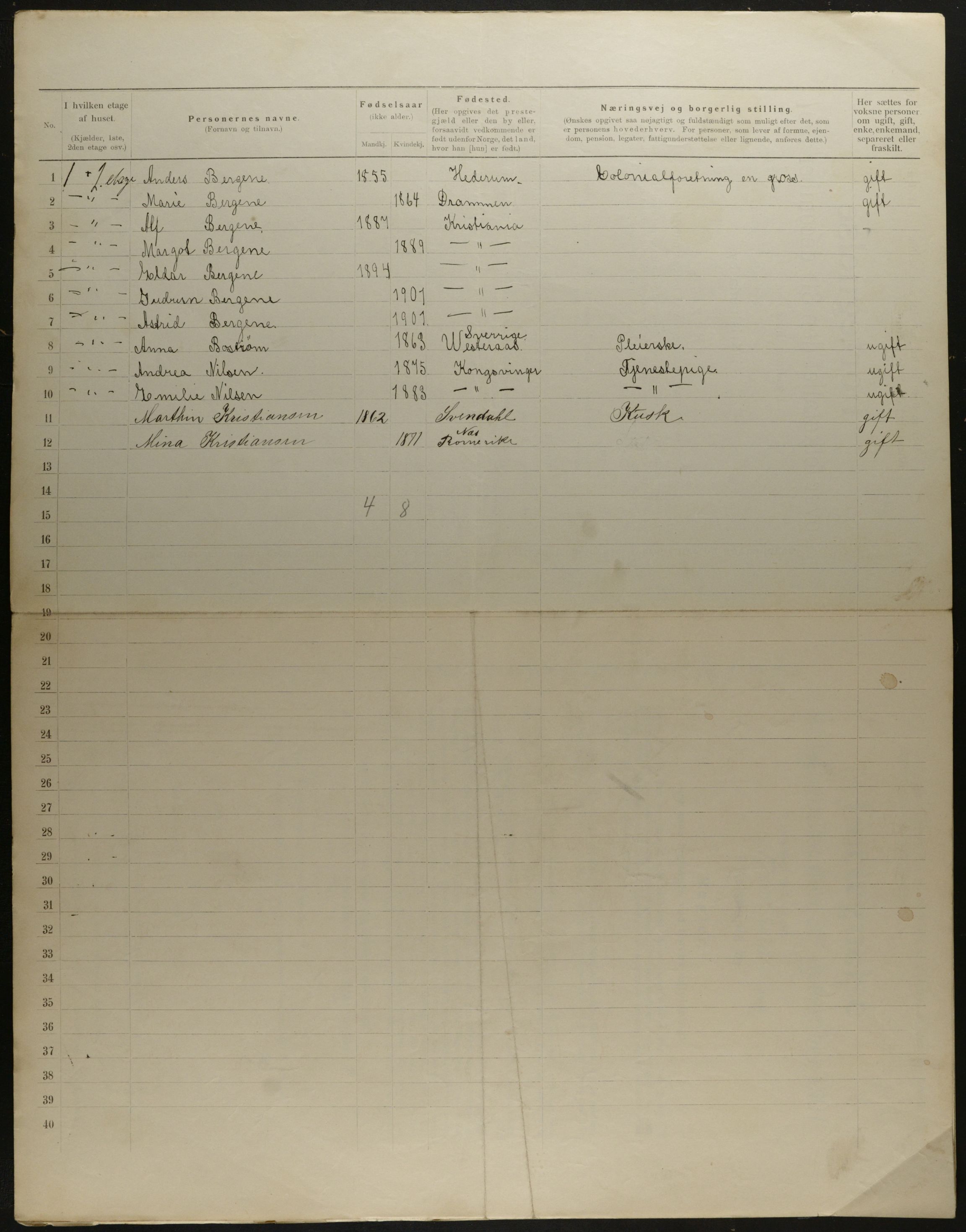 OBA, Municipal Census 1901 for Kristiania, 1901, p. 11258