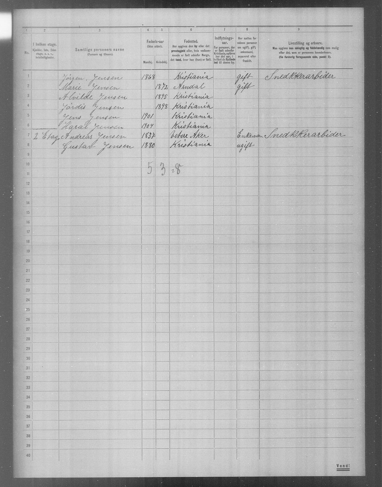 OBA, Municipal Census 1904 for Kristiania, 1904, p. 18939