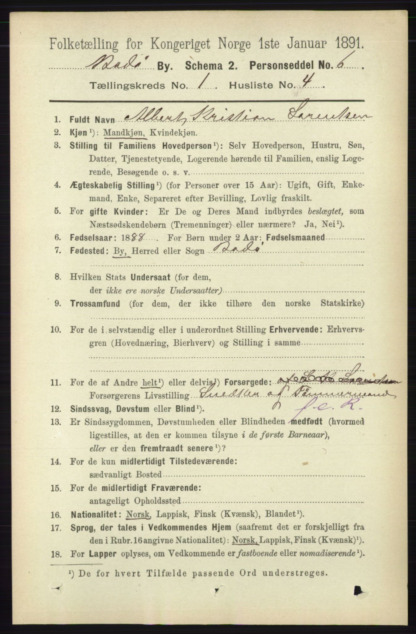 RA, 1891 census for 1804 Bodø, 1891, p. 149