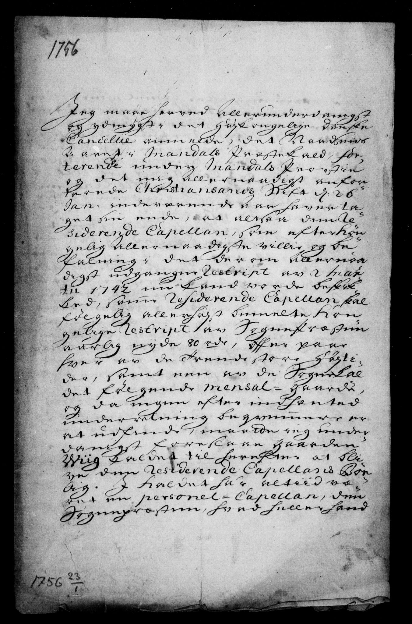 Generalkirkeinspektionskollegiet, DRA/A-0008/F4-08/F4-08-03: Indkomne sager, 1756