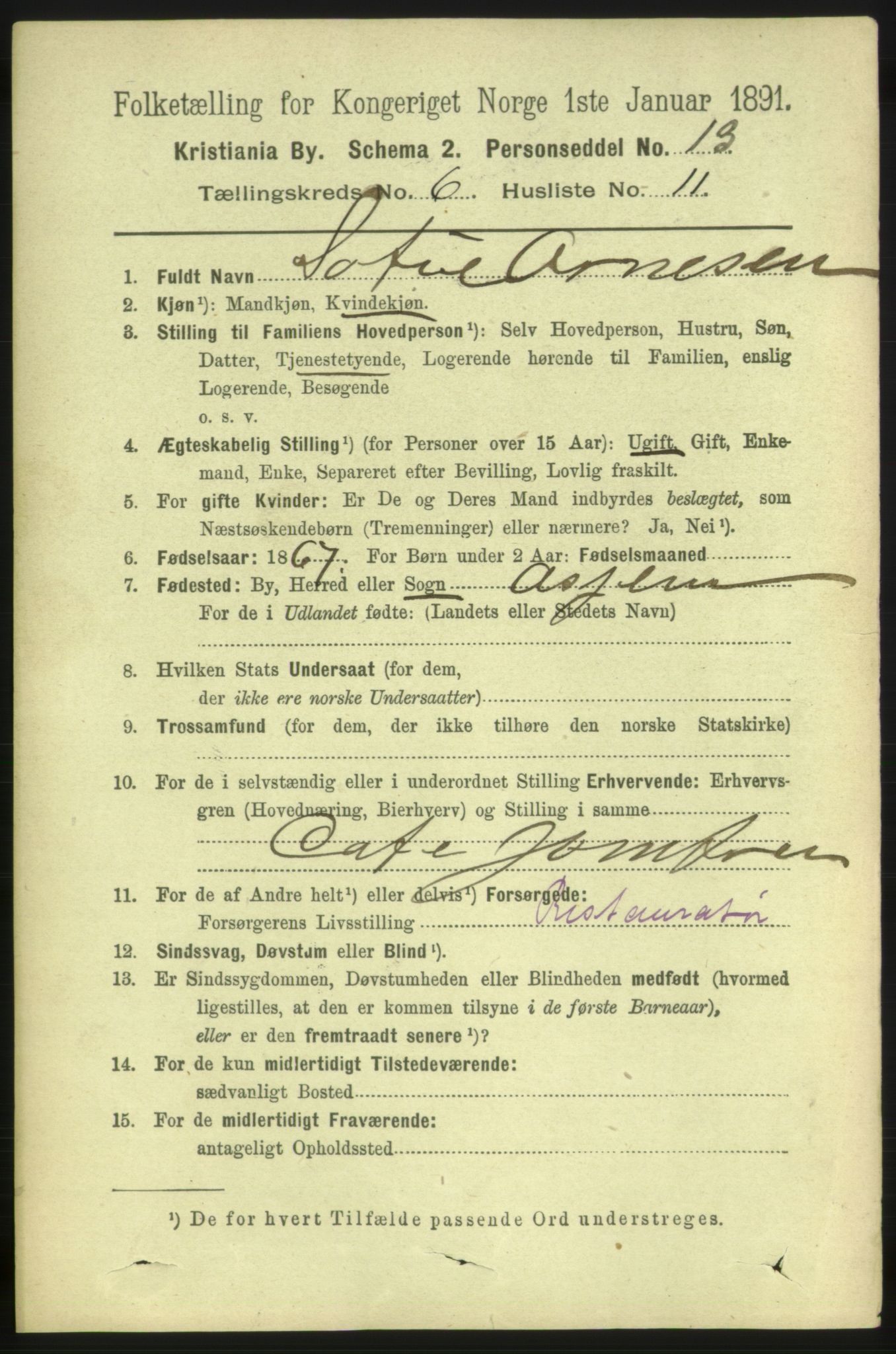 RA, 1891 census for 0301 Kristiania, 1891, p. 2686