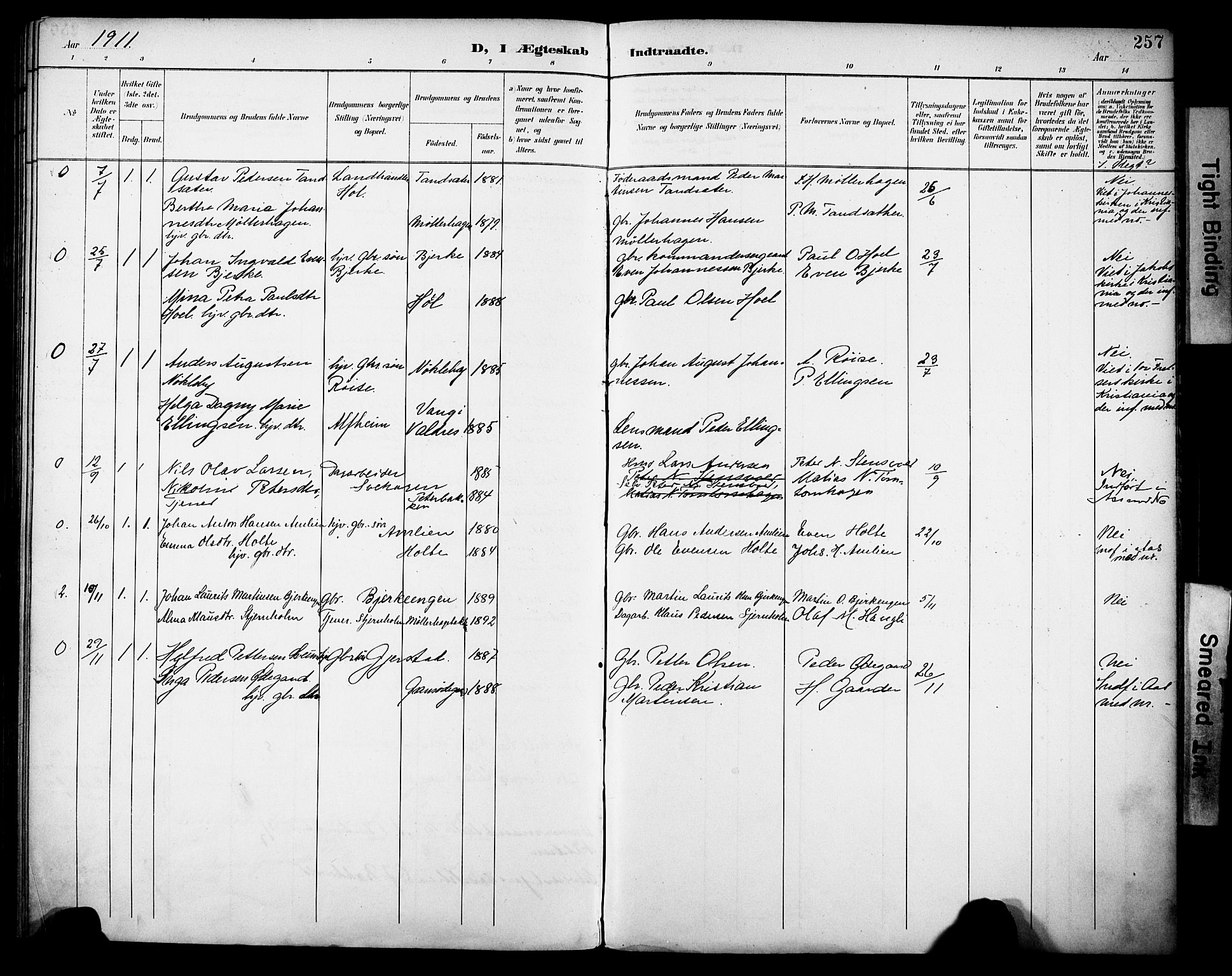 Vestre Toten prestekontor, SAH/PREST-108/H/Ha/Haa/L0013: Parish register (official) no. 13, 1895-1911, p. 257